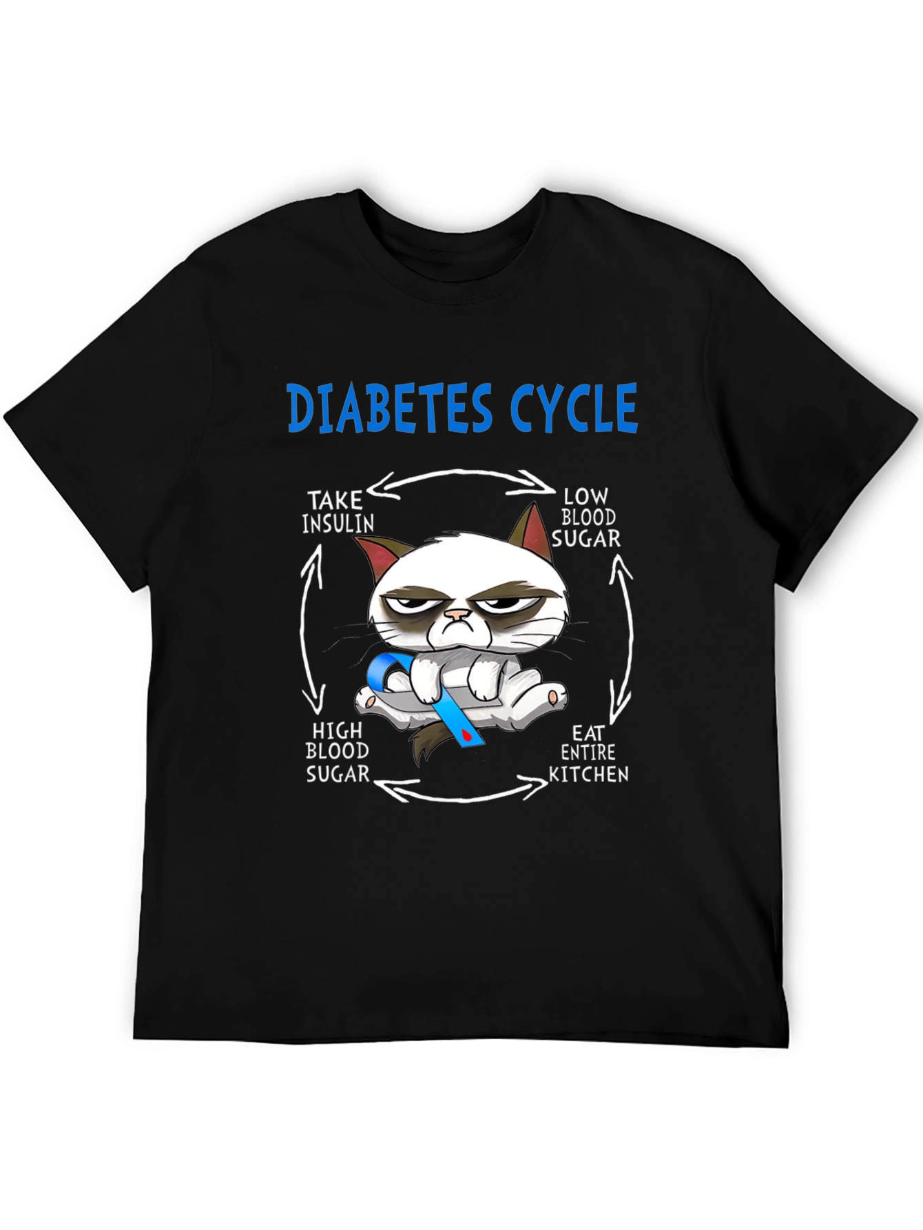 Black Diabetes Cycle Grumpy Cat T-Shirt  view 5
