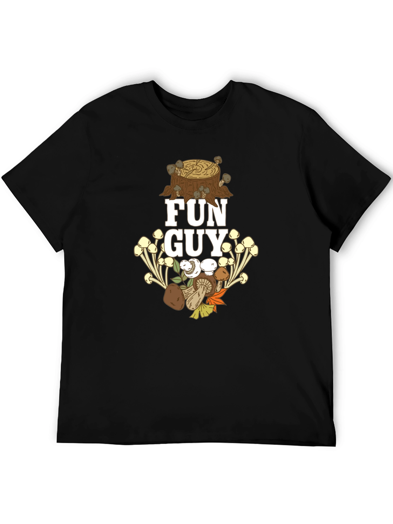 Black Fun Guy T-Shirt - Mushroom Lover Apparel view 5