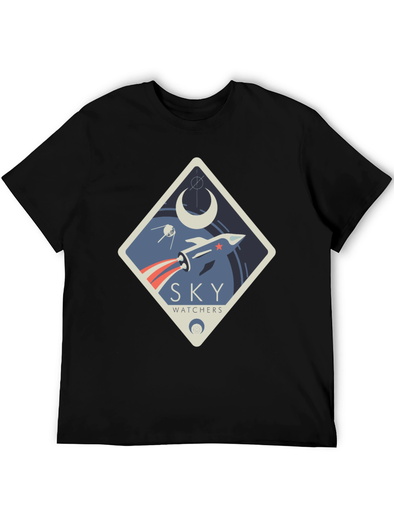 Black Sky Watchers Graphic Tee - Space Rocket Design view 5