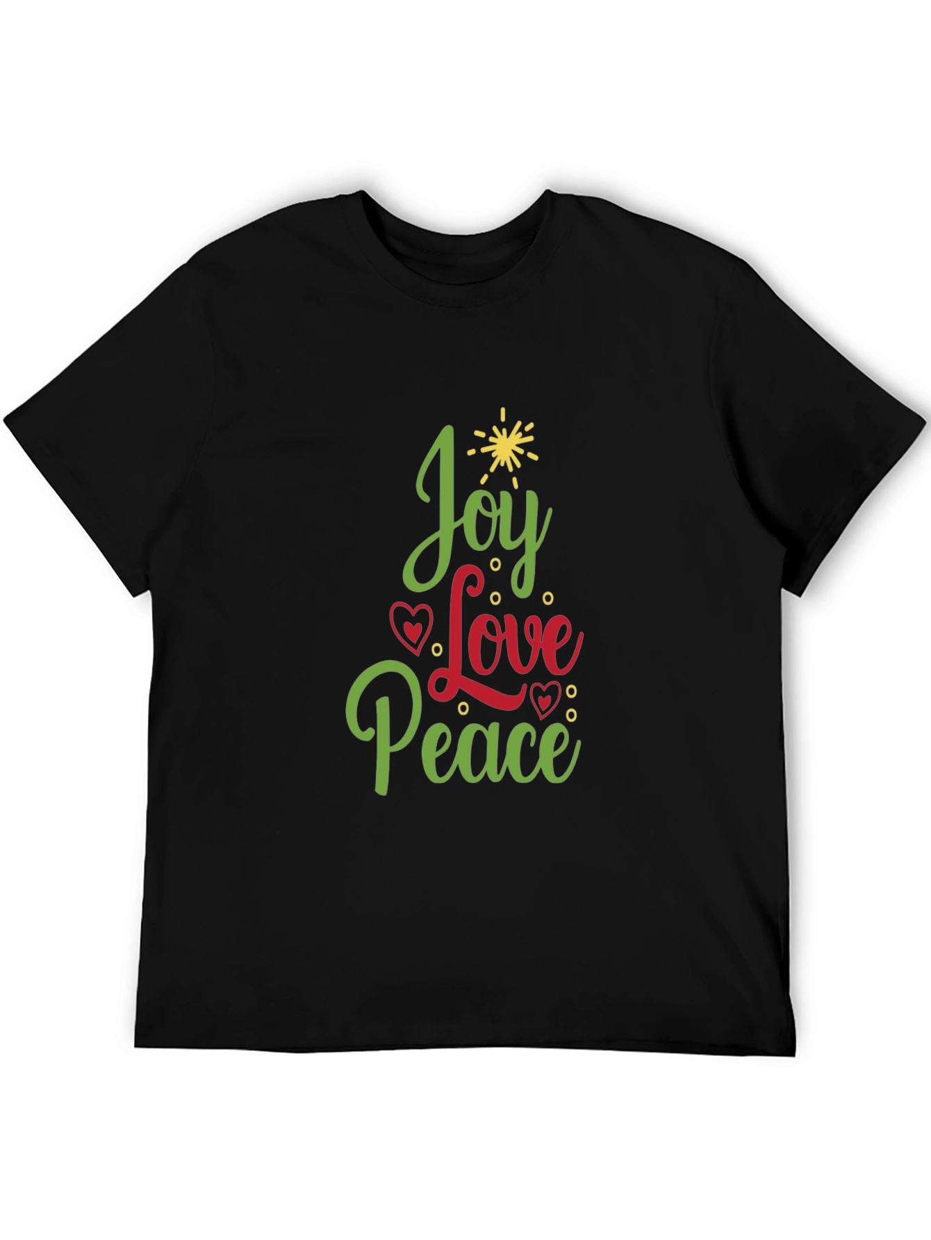 Black Joy Love Peace Christmas Tree Holiday Graphic Tee view 5