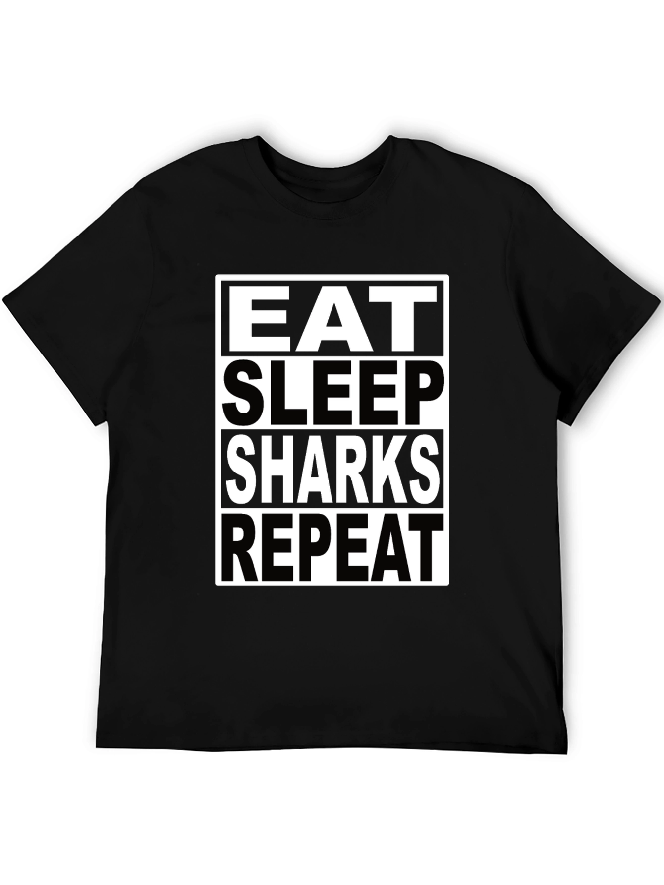 Black Eat Sleep Sharks Repeat Black T-Shirt view 5