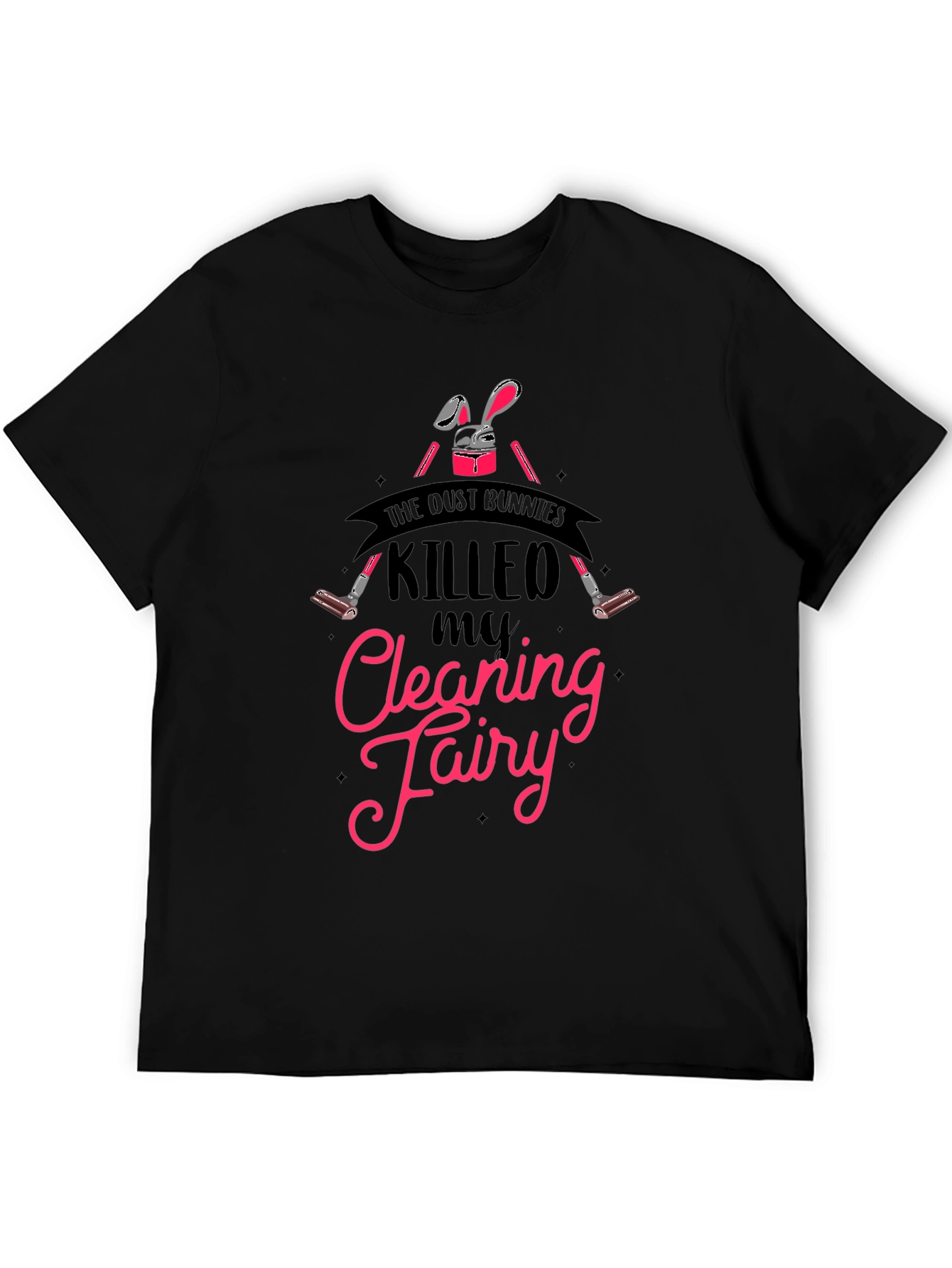 Black Dust Bunnies Cleaning Fairy T-Shirt view 5