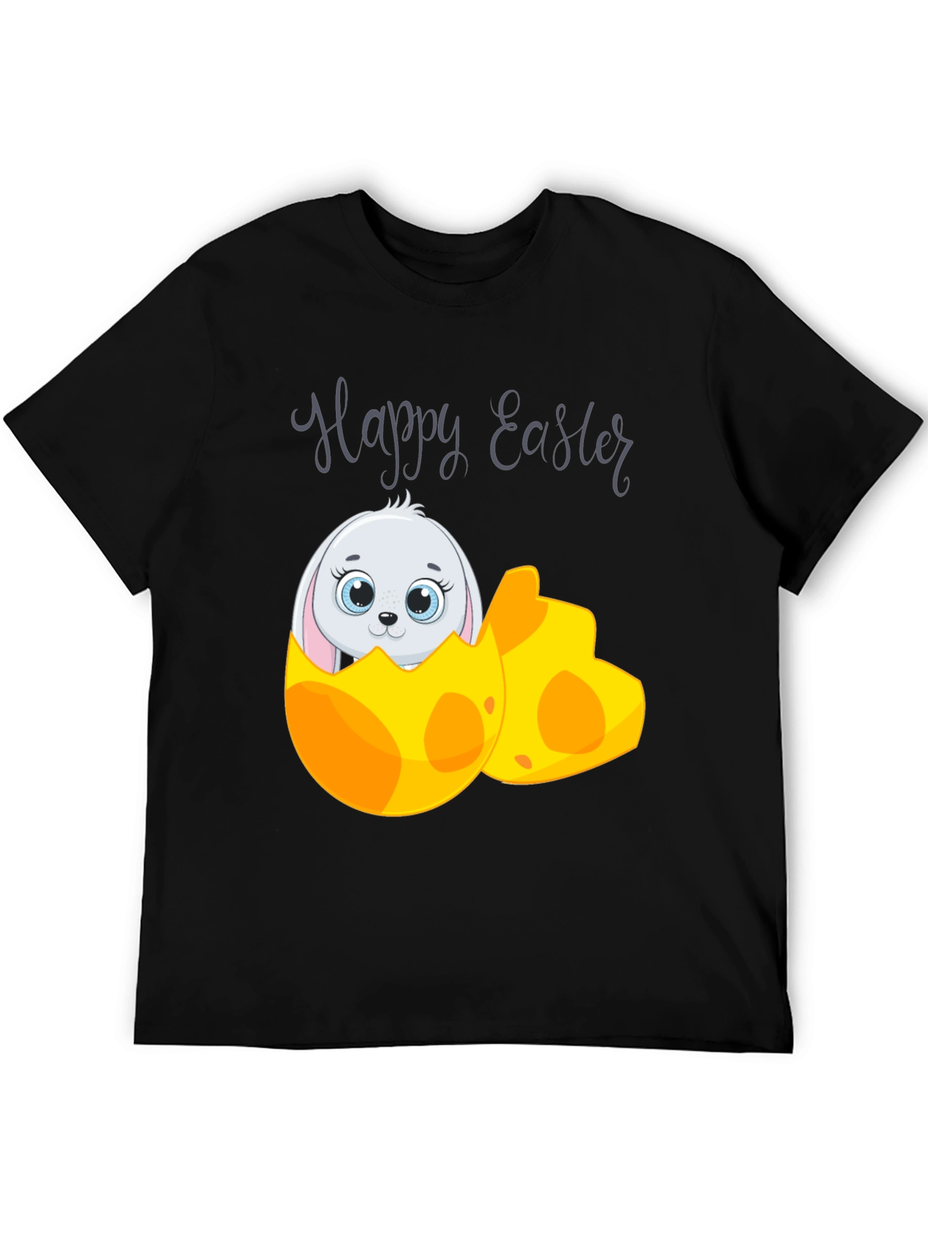 Black Happy Easter Bunny Egg T-Shirt view 5