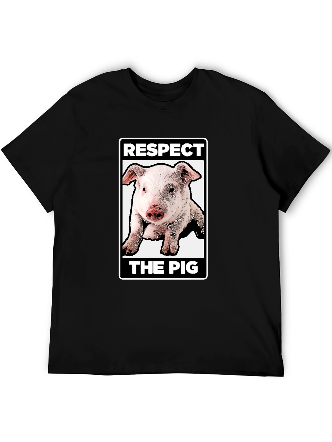 Black Respect the Pig Graphic T-Shirt - Black view 5