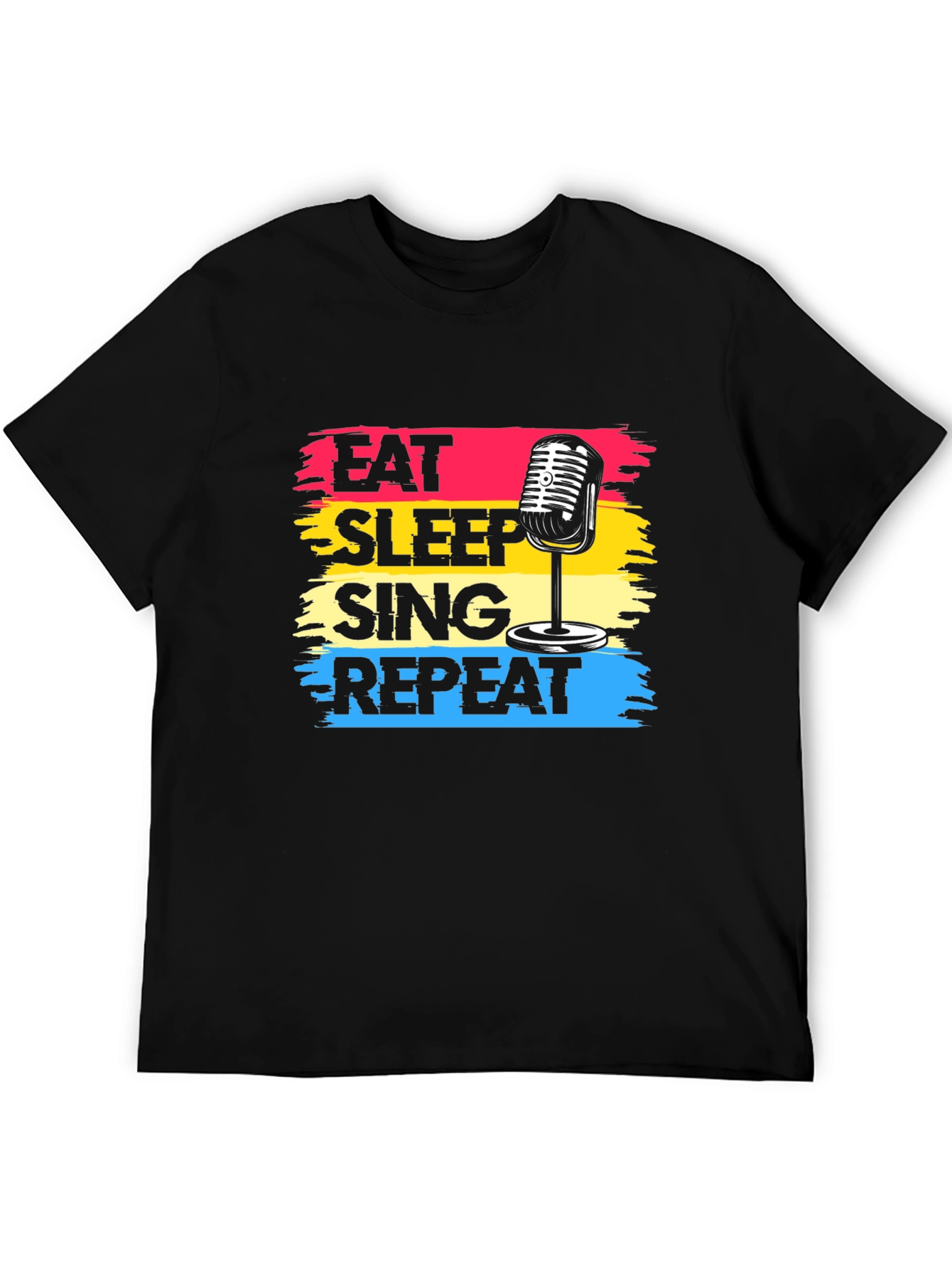 Black Eat Sleep Sing Repeat Black Graphic Tee view 5