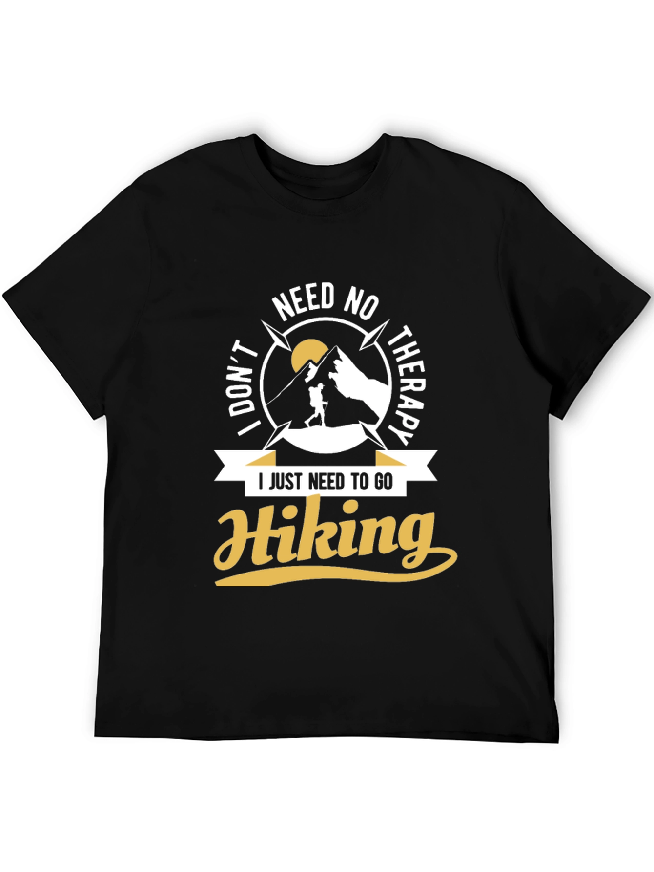 Black Hiking Therapy T-Shirt view 5