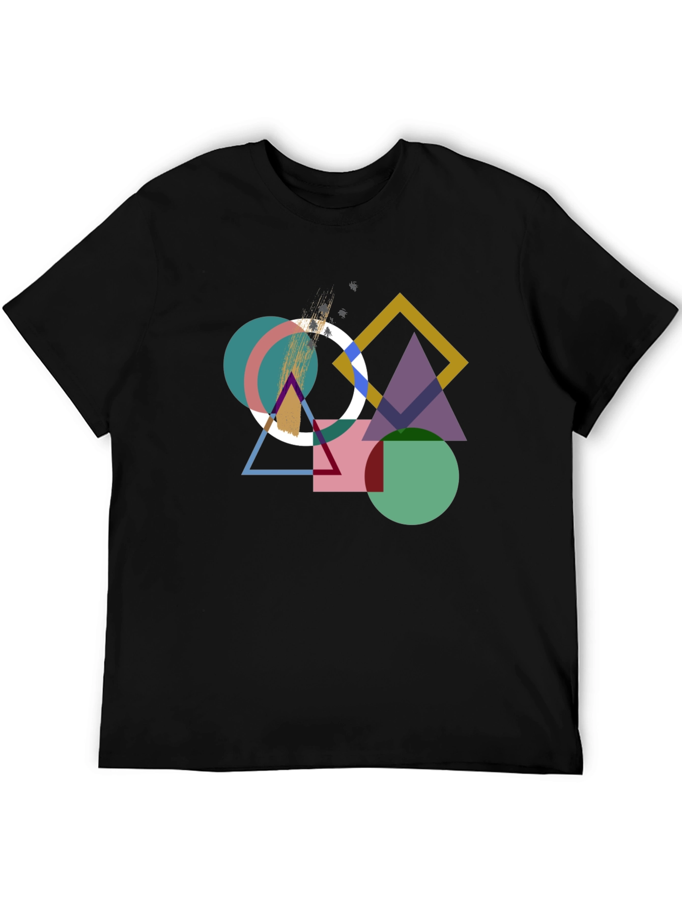 Black Geometric Design Black T-Shirt view 5