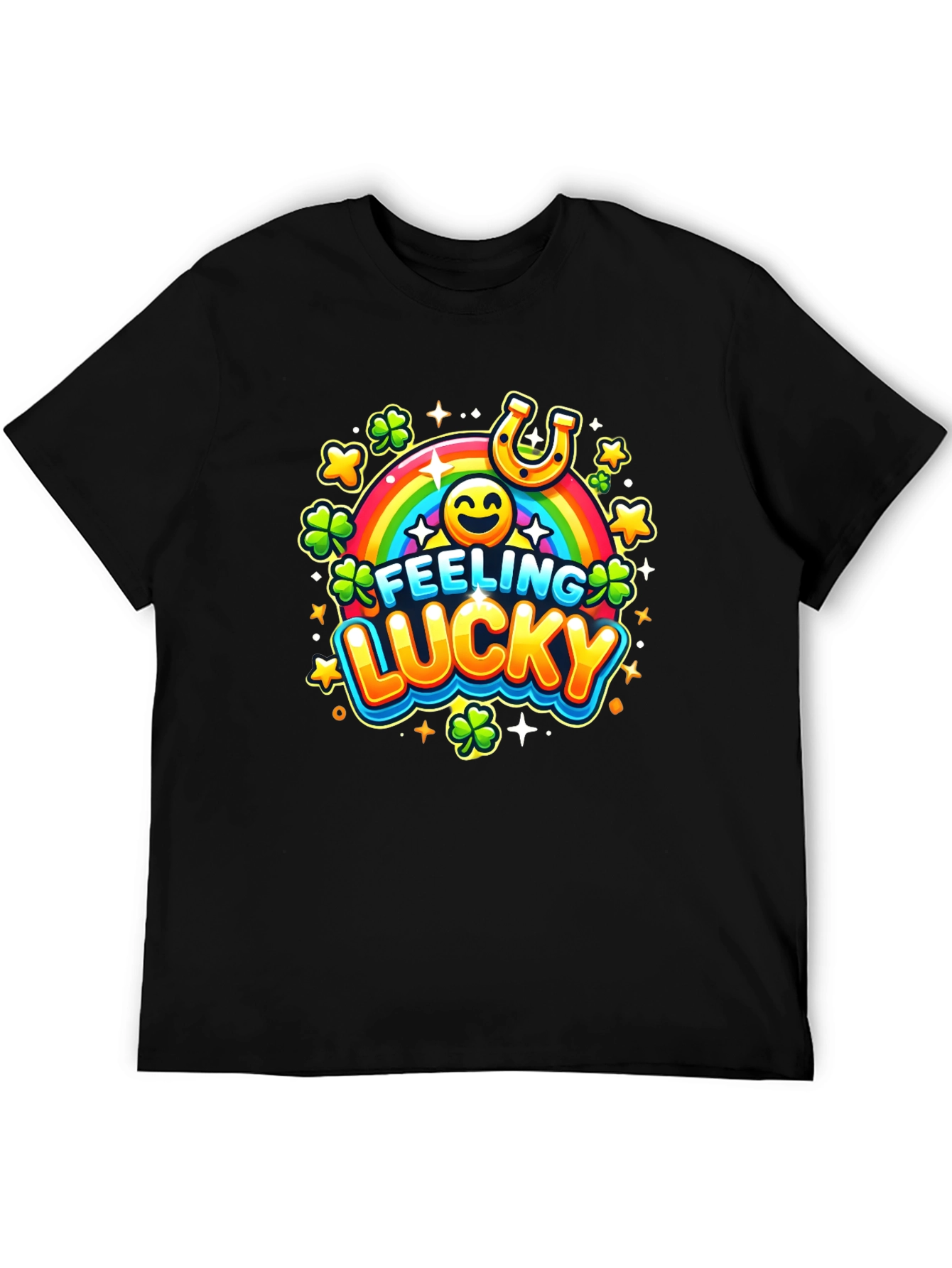 Black Feeling Lucky St. Patrick's Day Black T-Shirt view 5