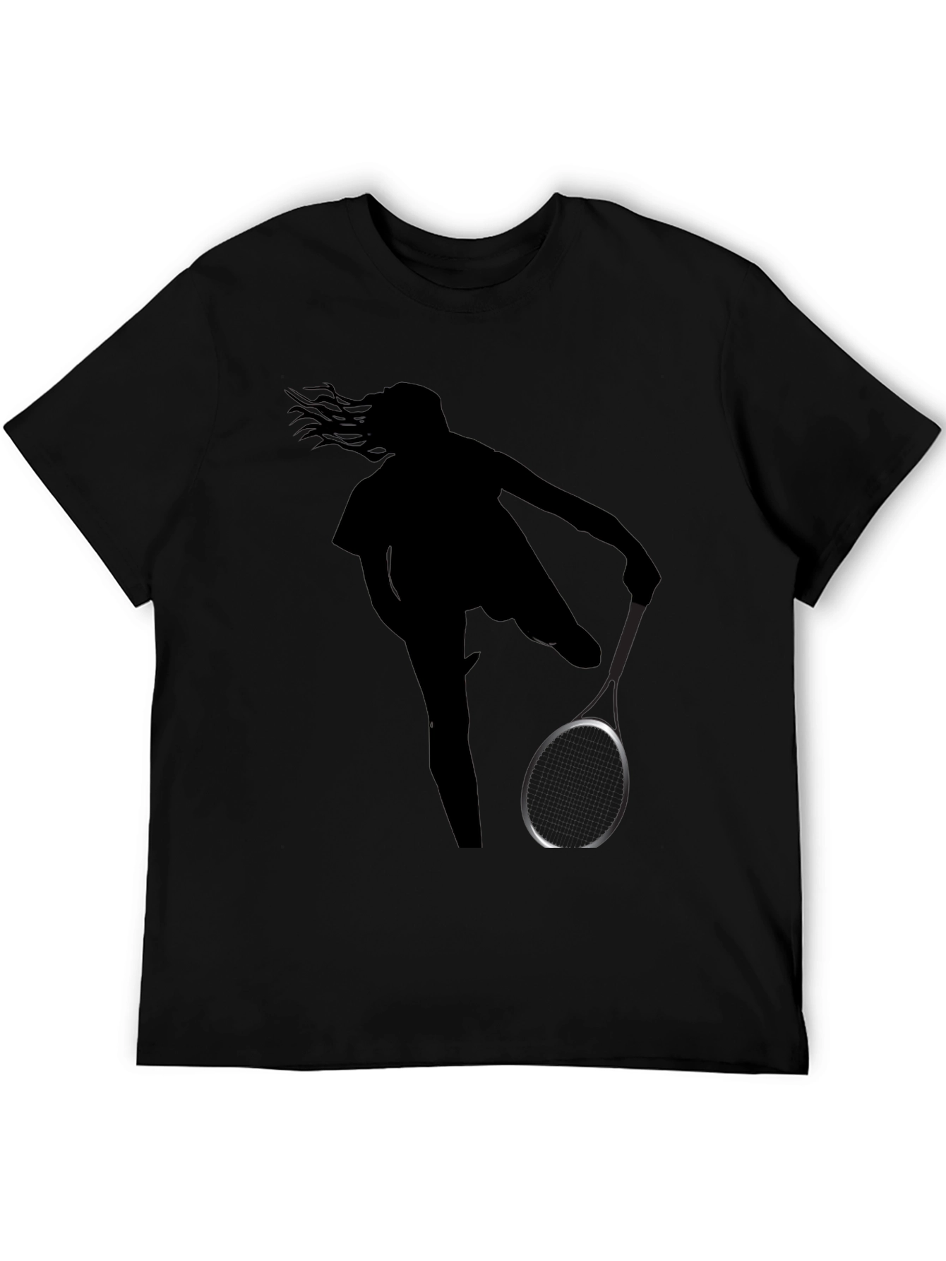 Black Tennis Player Silhouette Black Graphic Tee view 5