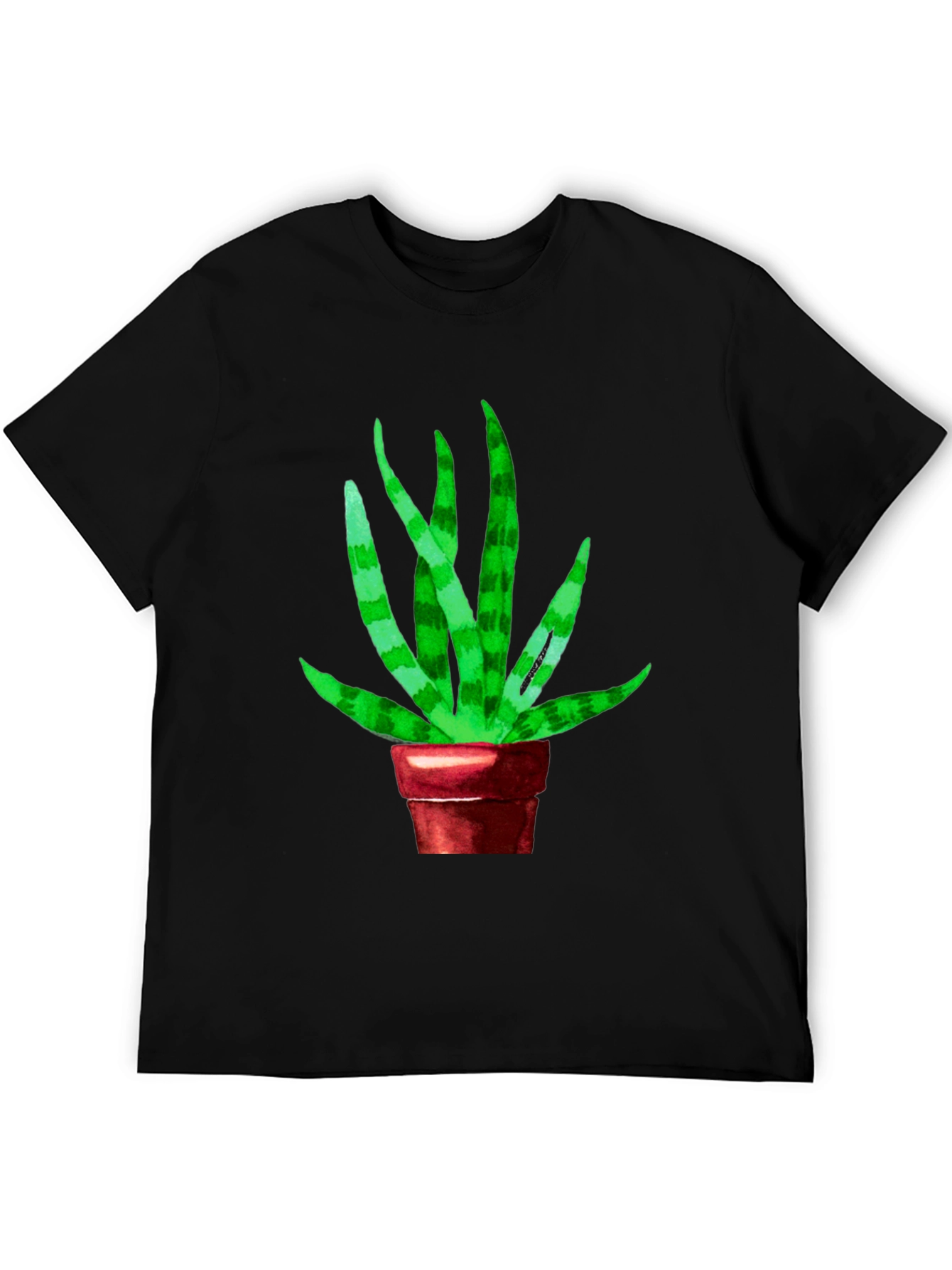 Black Unique Snake Plant Graphic Tee - Black Cotton Blend view 5
