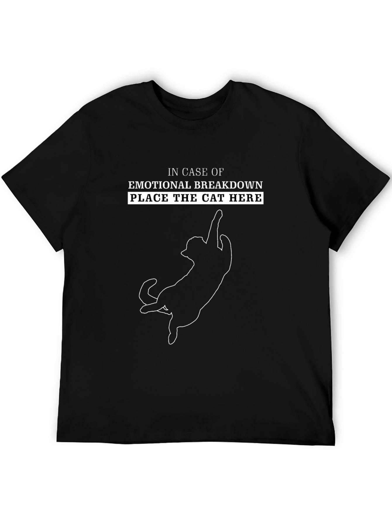 Black Emotional Breakdown Cat T-Shirt - Funny Graphic Tee view 5