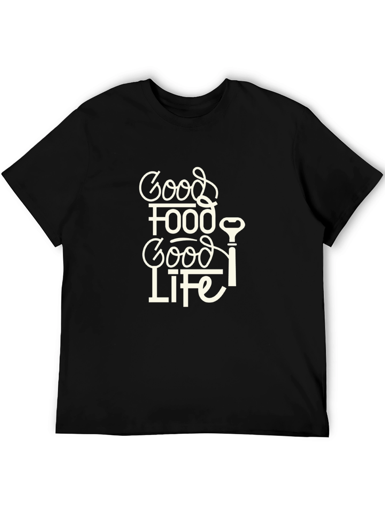 Black Good Food Good Life Graphic Tee - Casual Black T-Shirt view 5