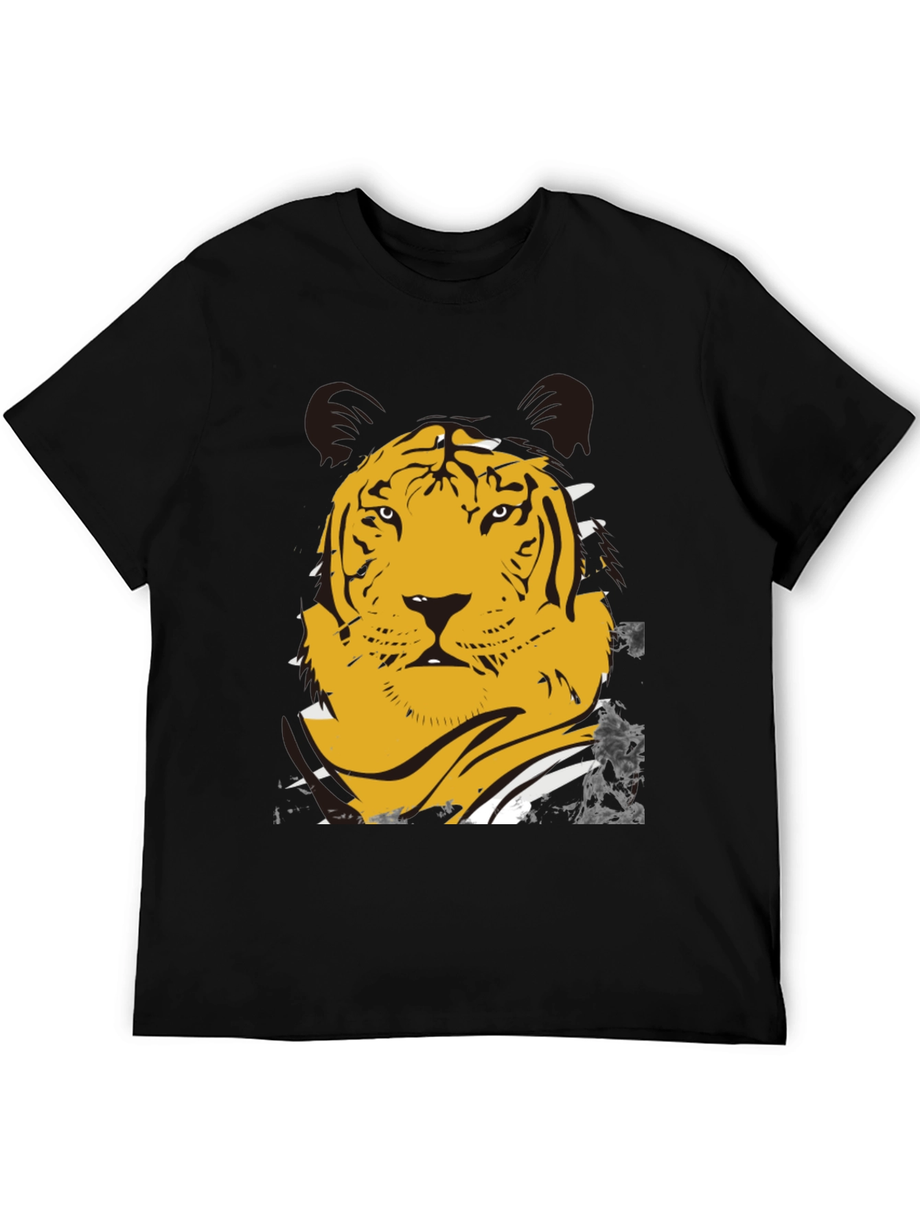 Black Bold Tiger Graphic T-Shirt - Men's Black Tee view 5