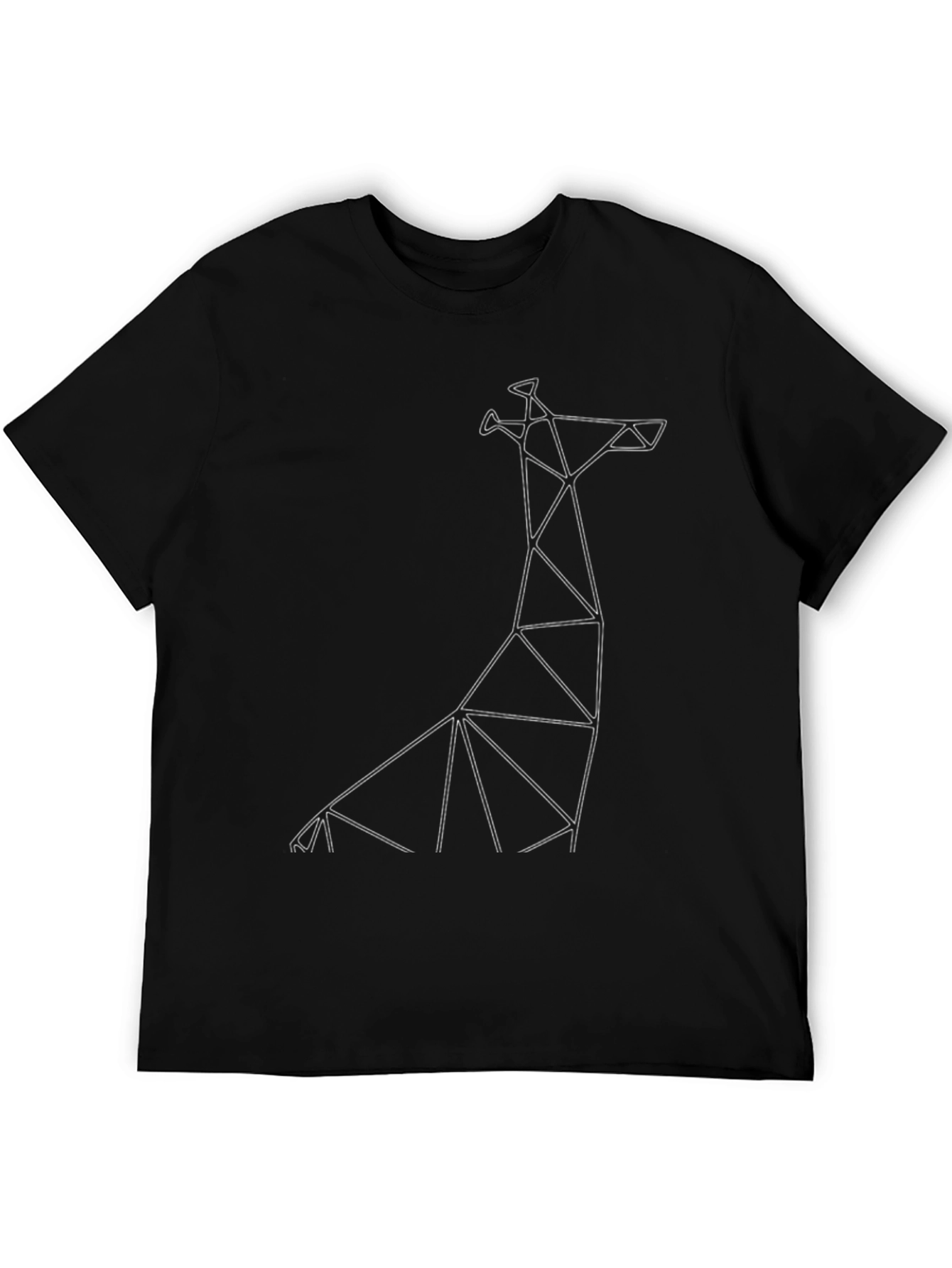 Black Geometric Giraffe Black T-Shirt - Modern Minimalist Design view 5