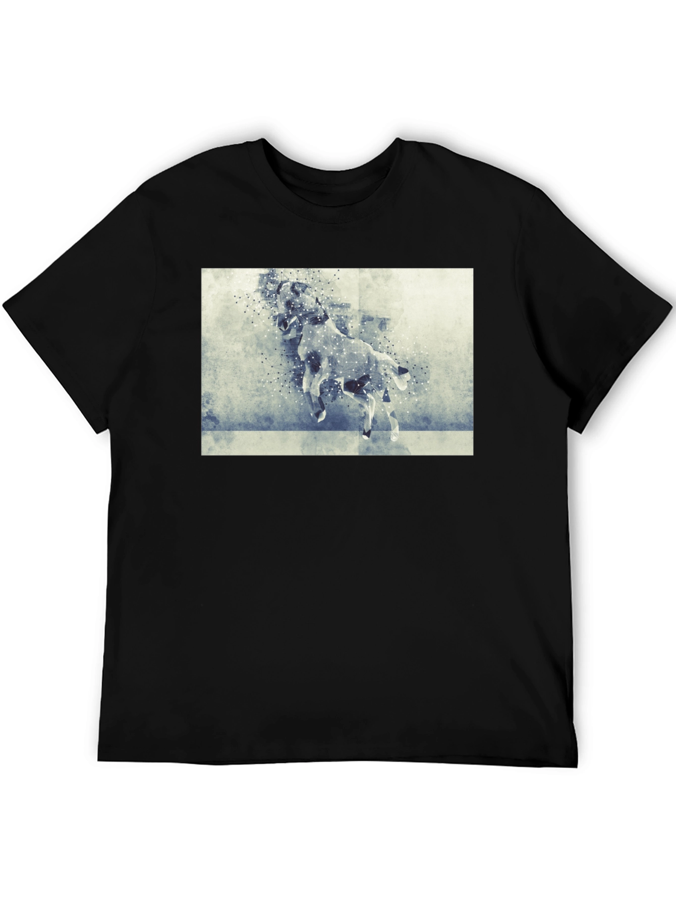 Black Abstract Horse Graphic Tee - Black Cotton Comfort view 5