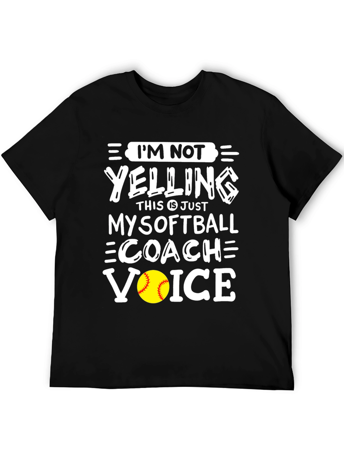 Black Softball Coach Voice T-Shirt - Funny Slogan Tee view 5