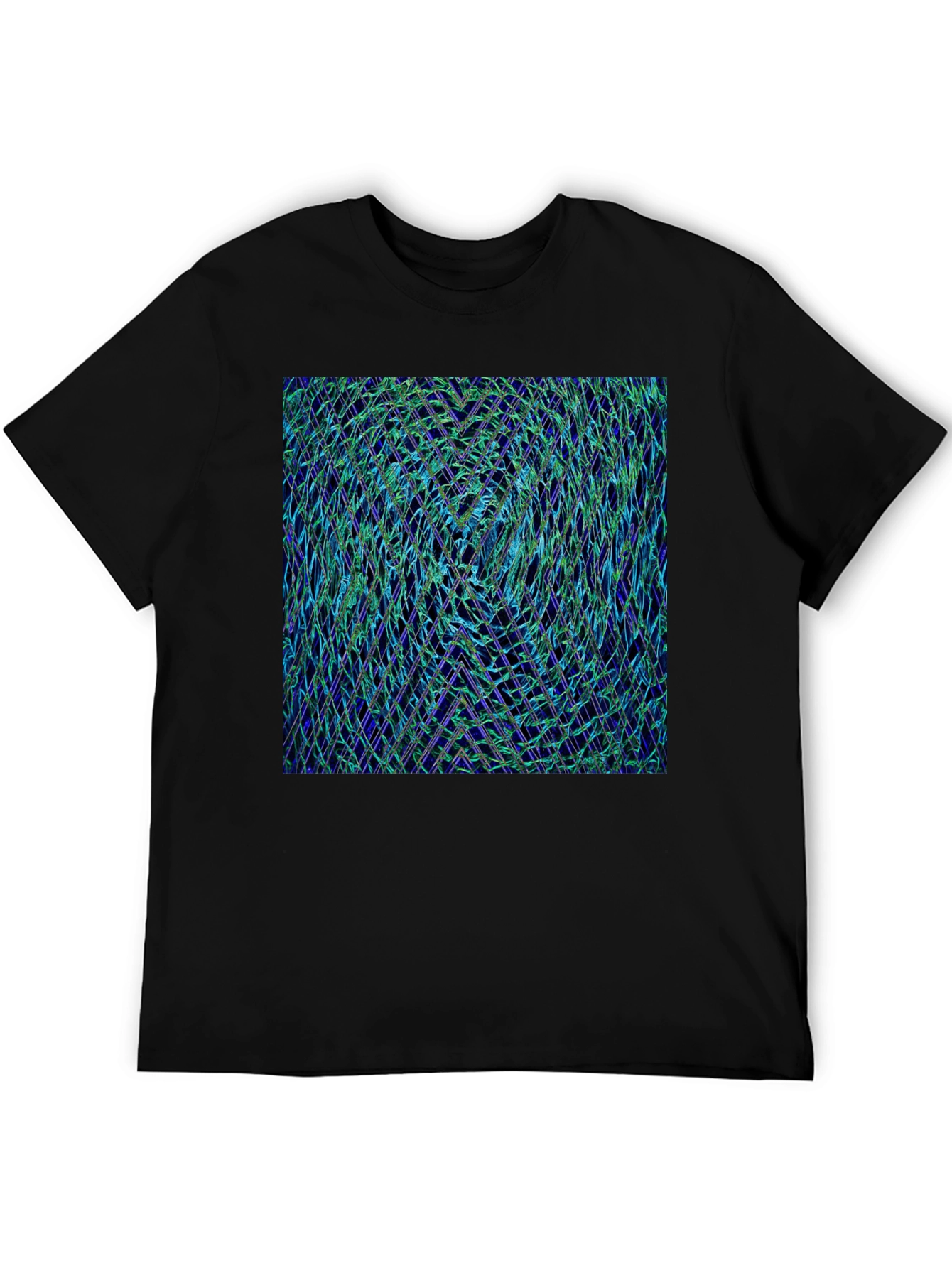 Black Abstract Woven Pattern Black T-Shirt view 5