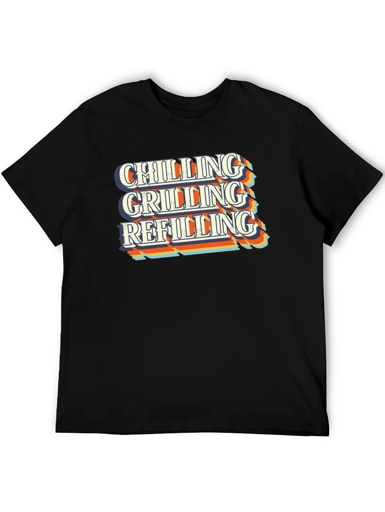 Black Chilling Grilling Refilling Men's Black T-Shirt view 5
