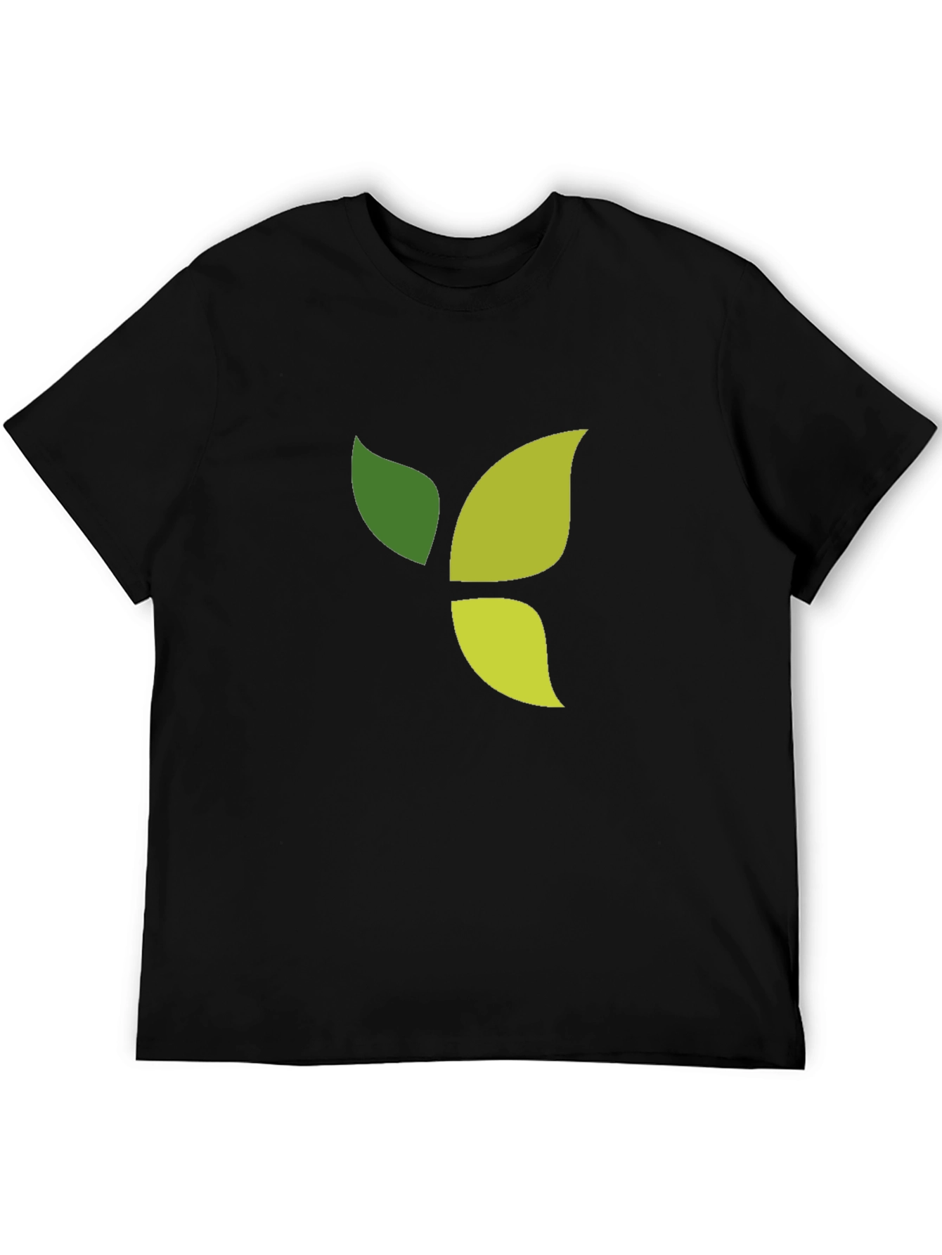 Black Green Leaf Graphic Black T-Shirt view 5