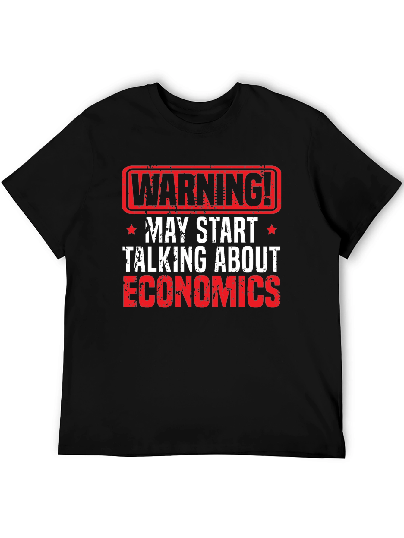 Black Warning Economics T-Shirt - Funny Geek Tee view 5