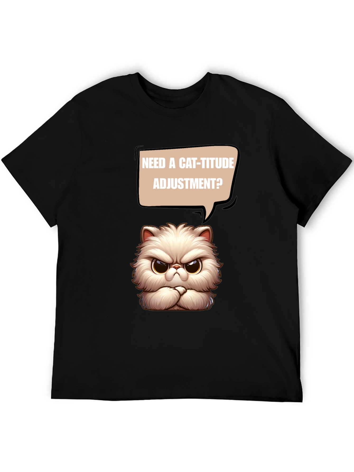 Black Cat-itude T-Shirt - Funny Grumpy Cat Design view 5