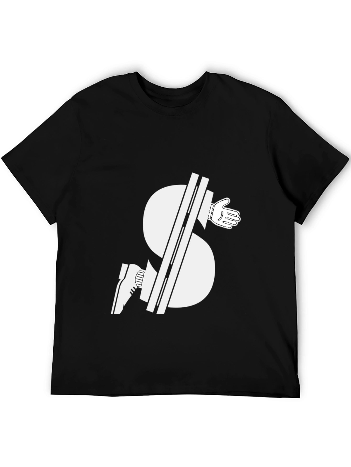 Black Novelty Black T-Shirt: Dollar Sign Handshake Graphic view 5