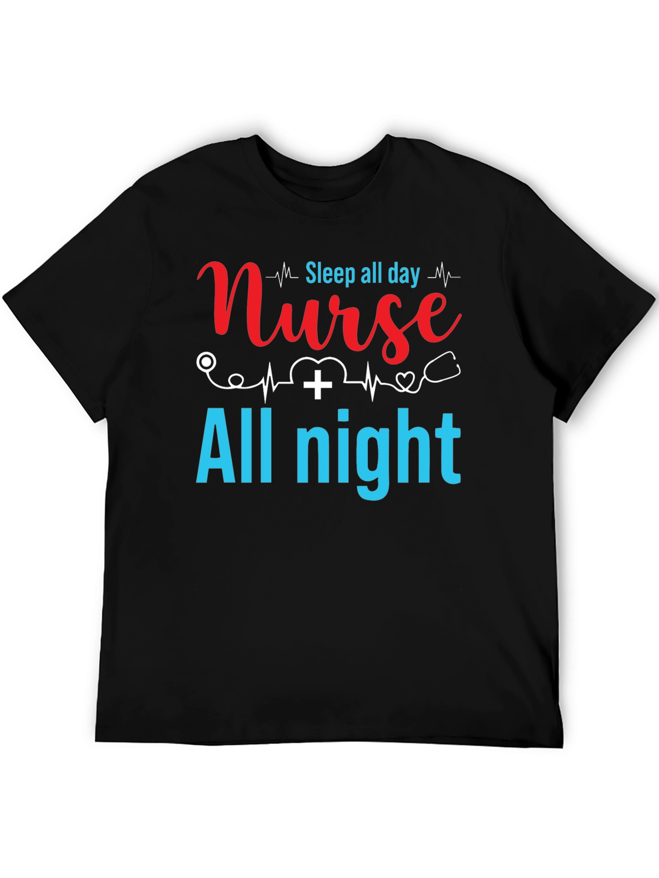 Black Nurse Sleep All Day T-Shirt view 5