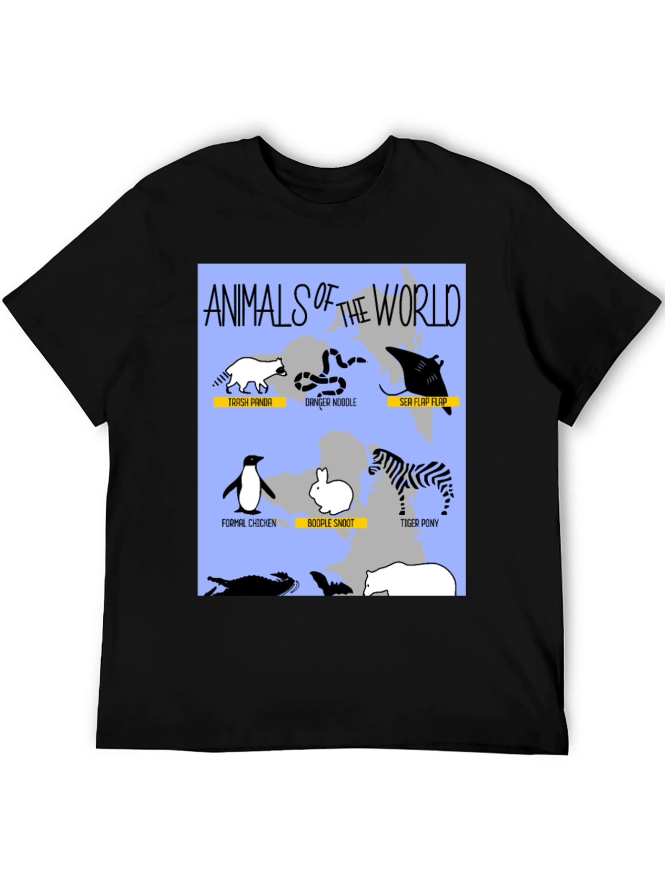 Black Animals of the World Graphic T-Shirt view 5
