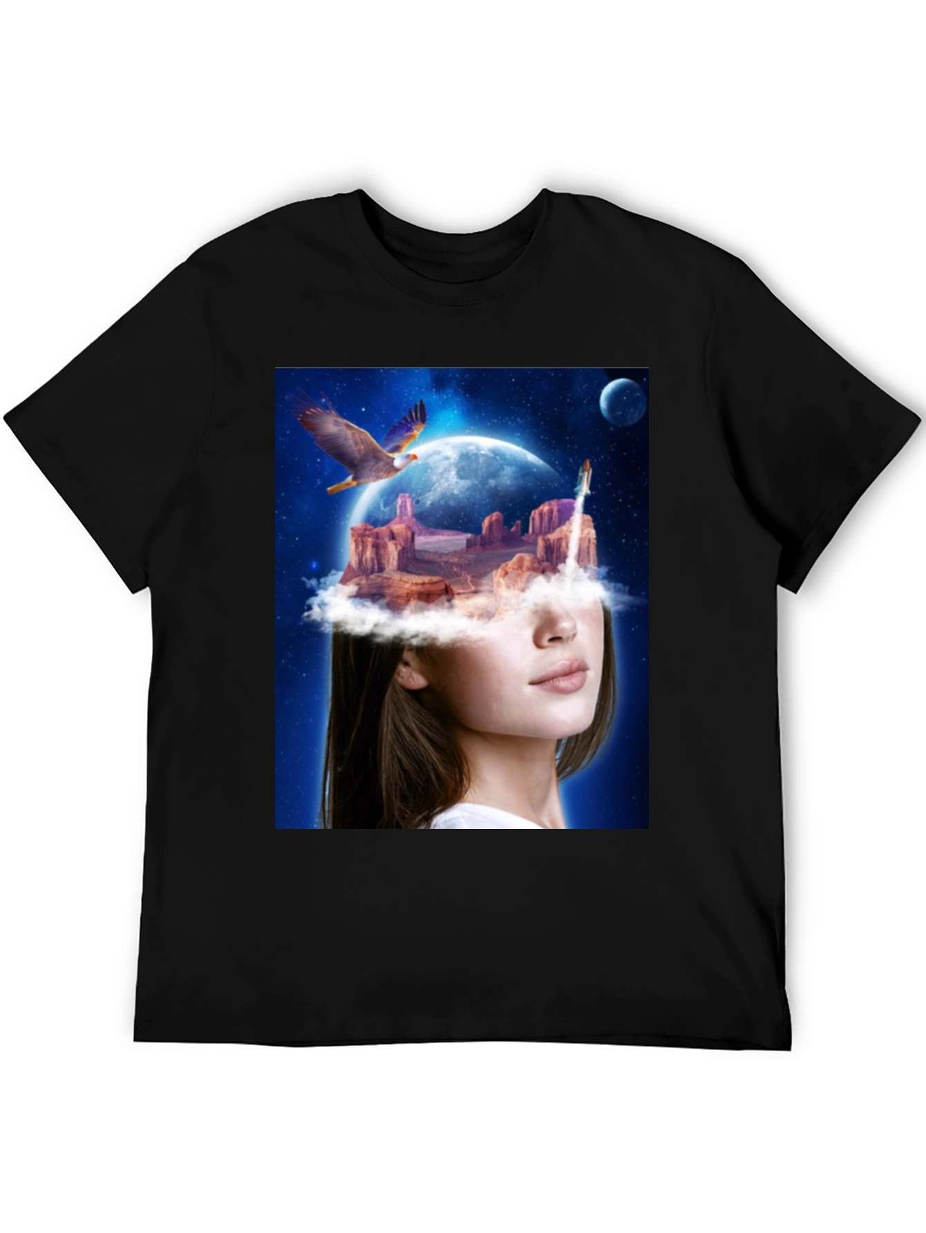 Black Surreal Dreamscape Graphic Tee - Unique Artistic T-Shirt view 5