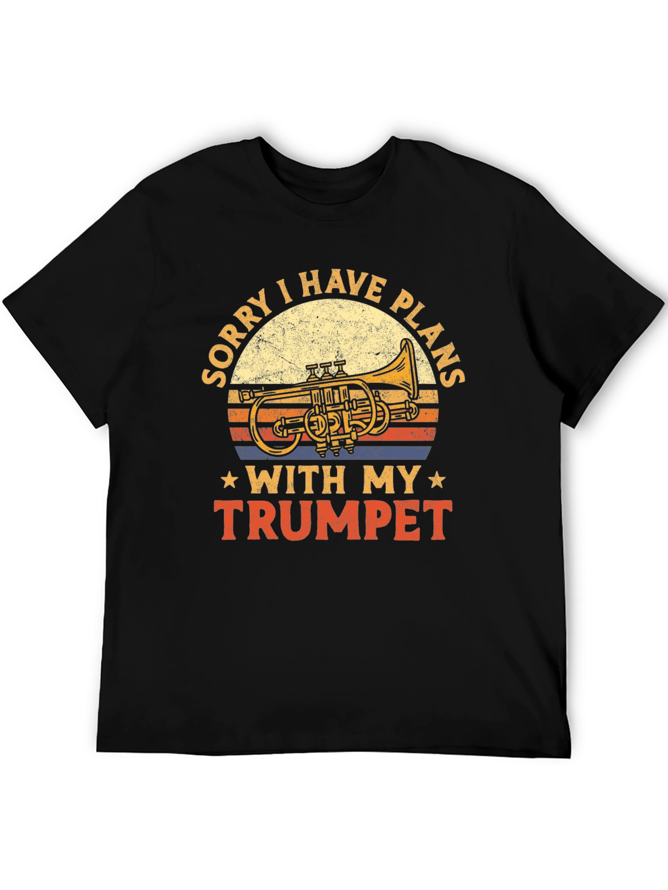Black Sorry I Have Plans with My Trumpet Black T-Shirt view 5