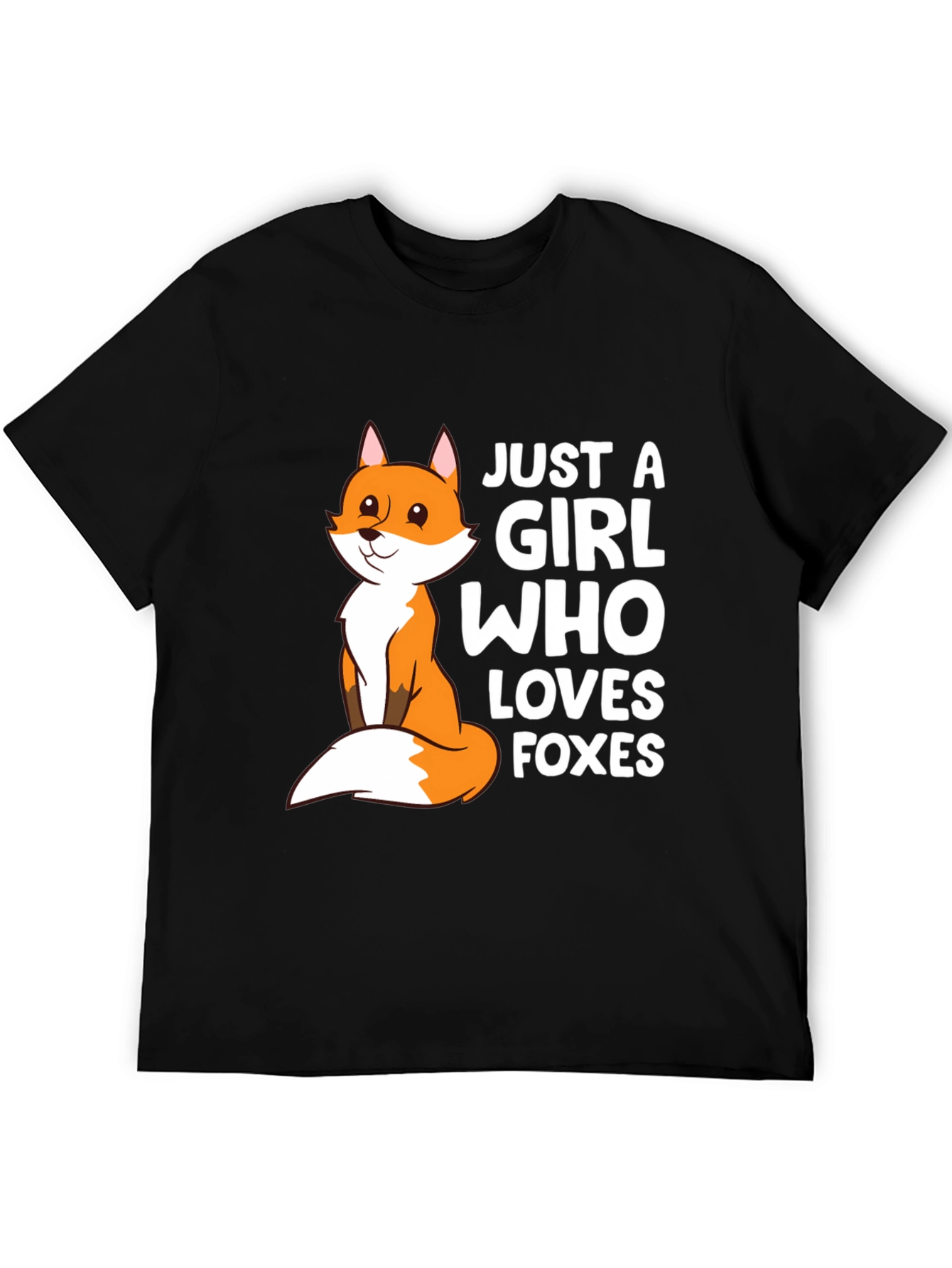 Black Just A Girl Who Loves Foxes T-Shirt Cute Fox Graphic Tee view 5