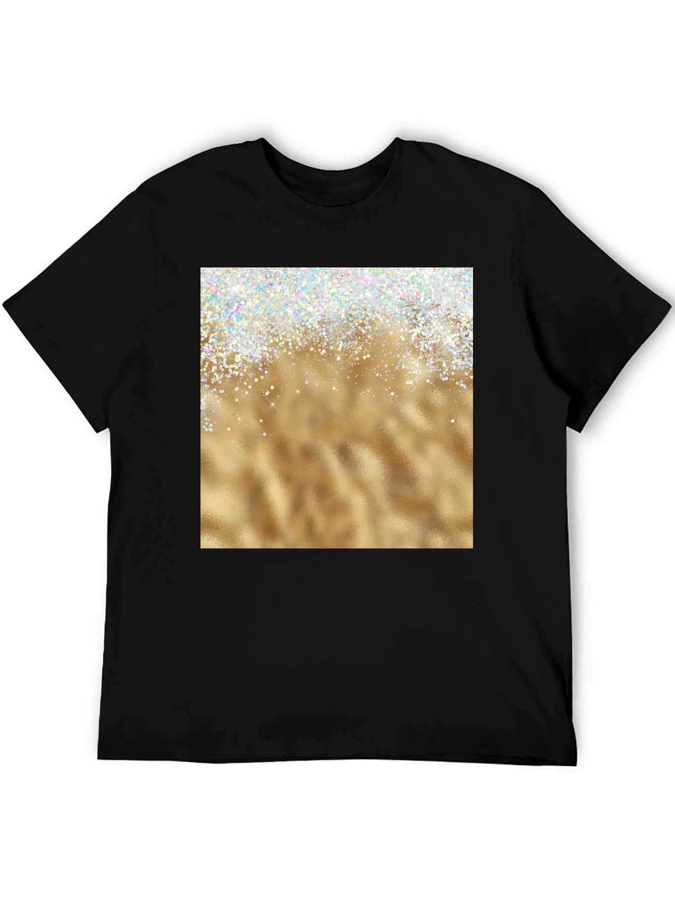 Black Sparkling Gold Graphic Tee view 5