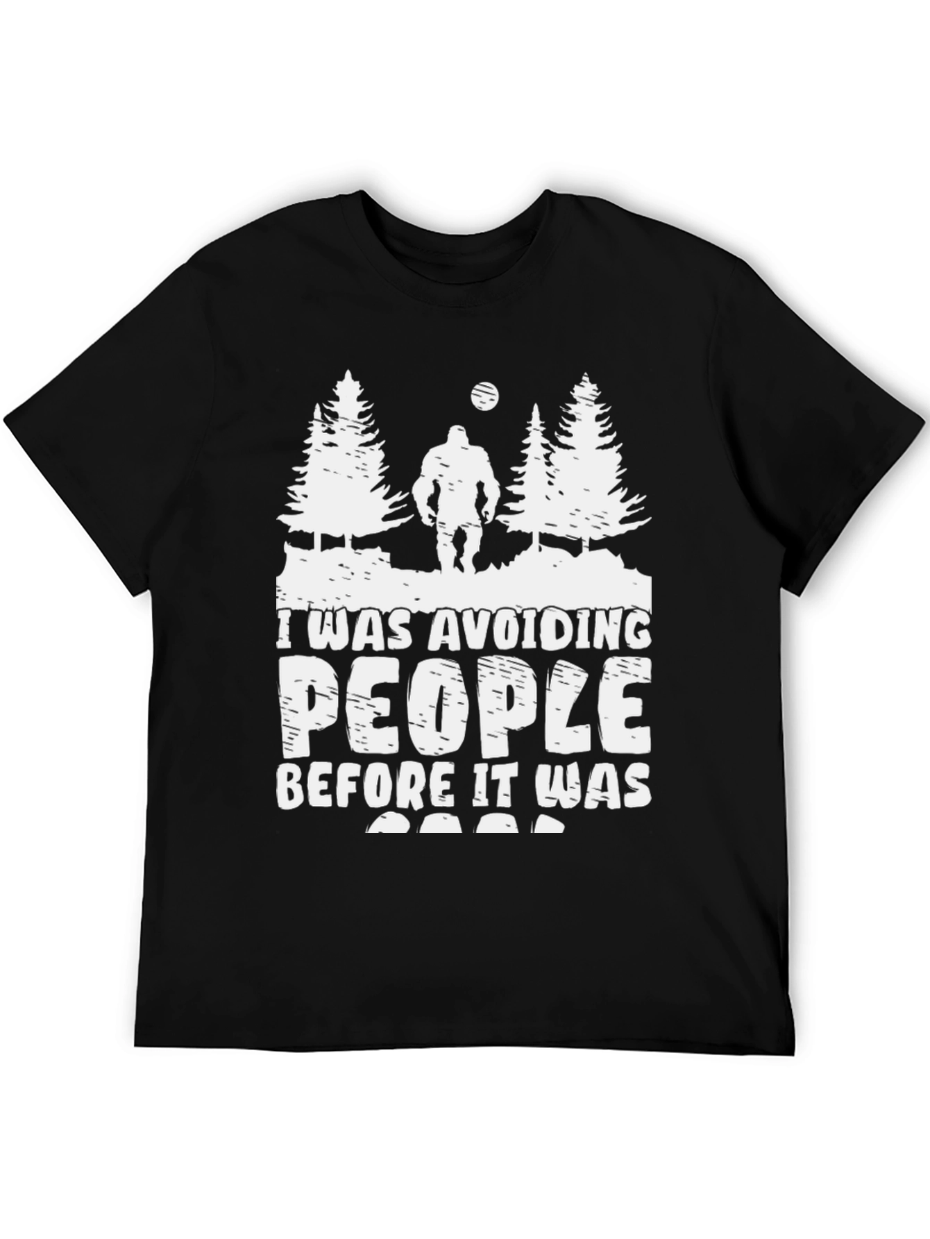 Black Avoiding People T-Shirt Funny Bigfoot Design view 5