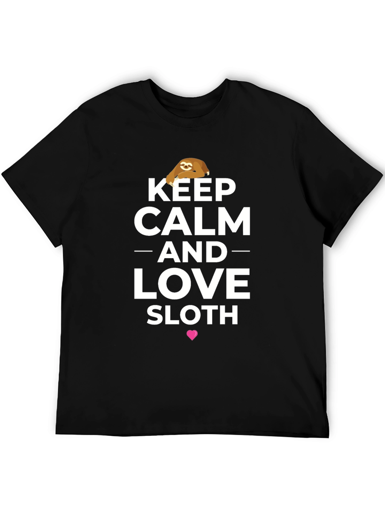Black Keep Calm & Love Sloths T-Shirt - Black view 5