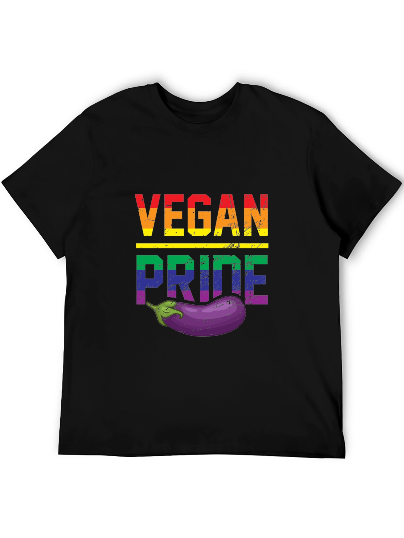 Black Vegan Pride T-Shirt with Eggplant view 5