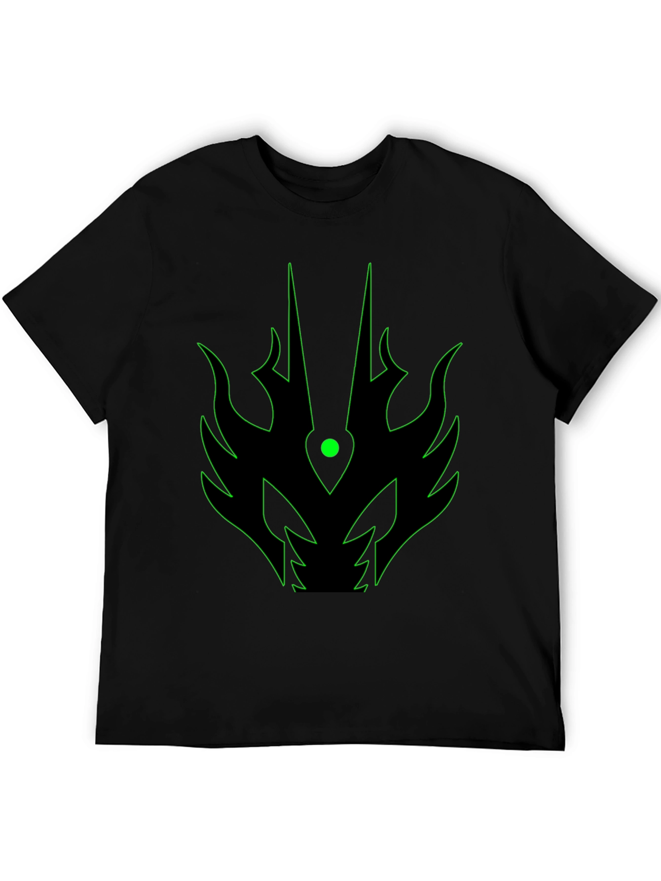 Black Men's Black T-Shirt with Green Dragon Graphic view 5