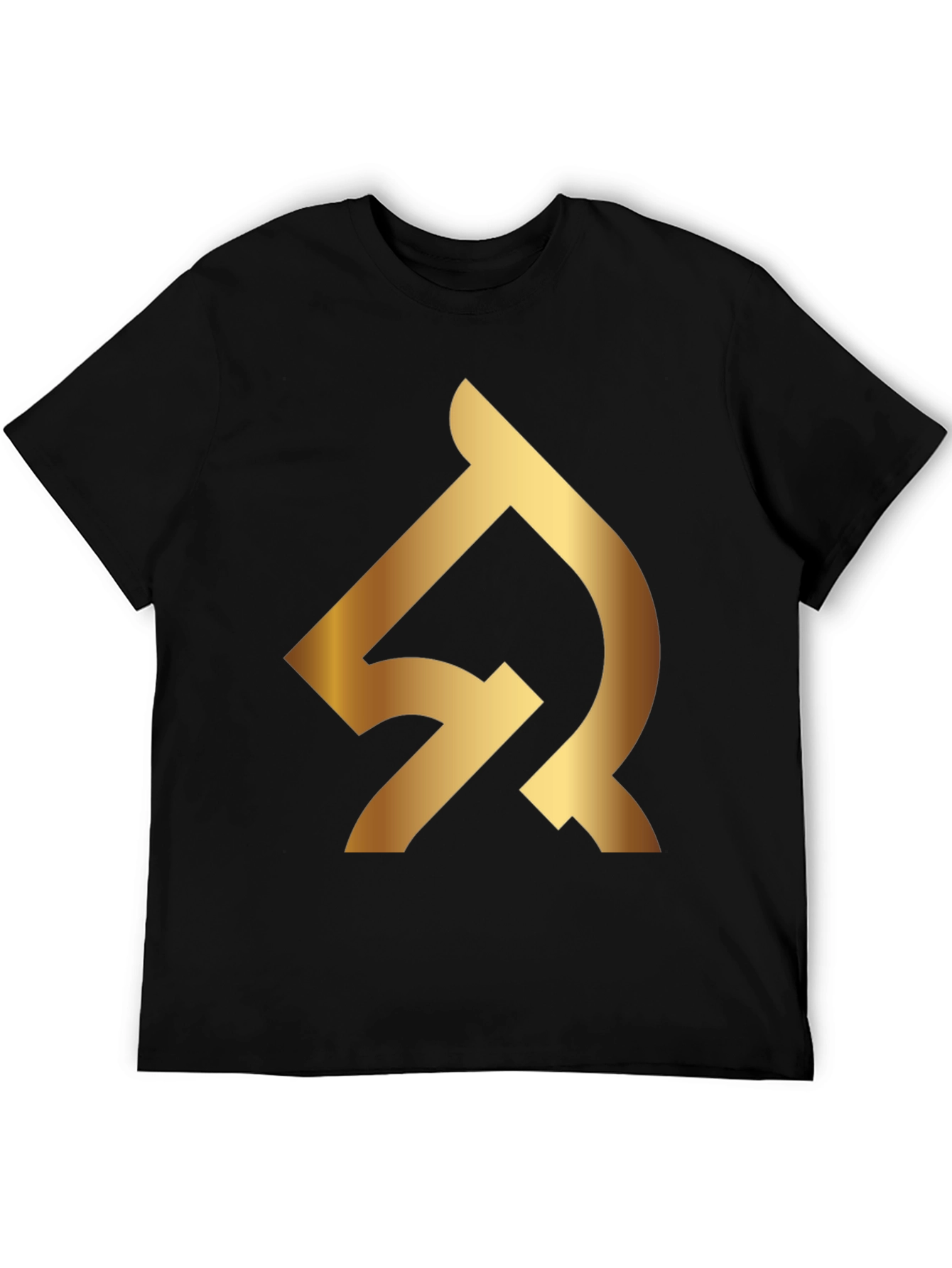 Black Black T-Shirt with Gold Abstract Logo view 5