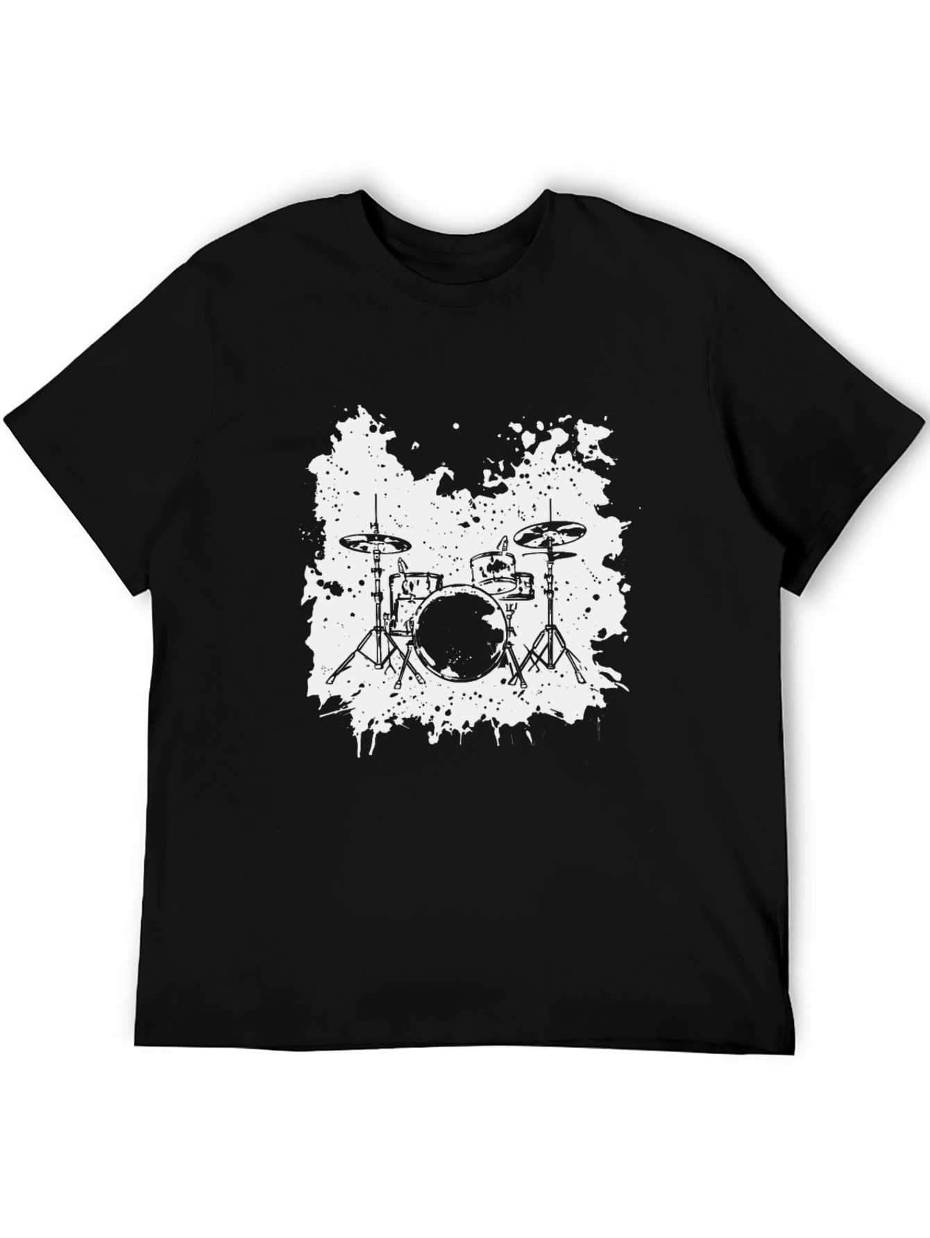Black Drum Set Graphic T-Shirt - Black Cotton Tee for Music Lovers view 5