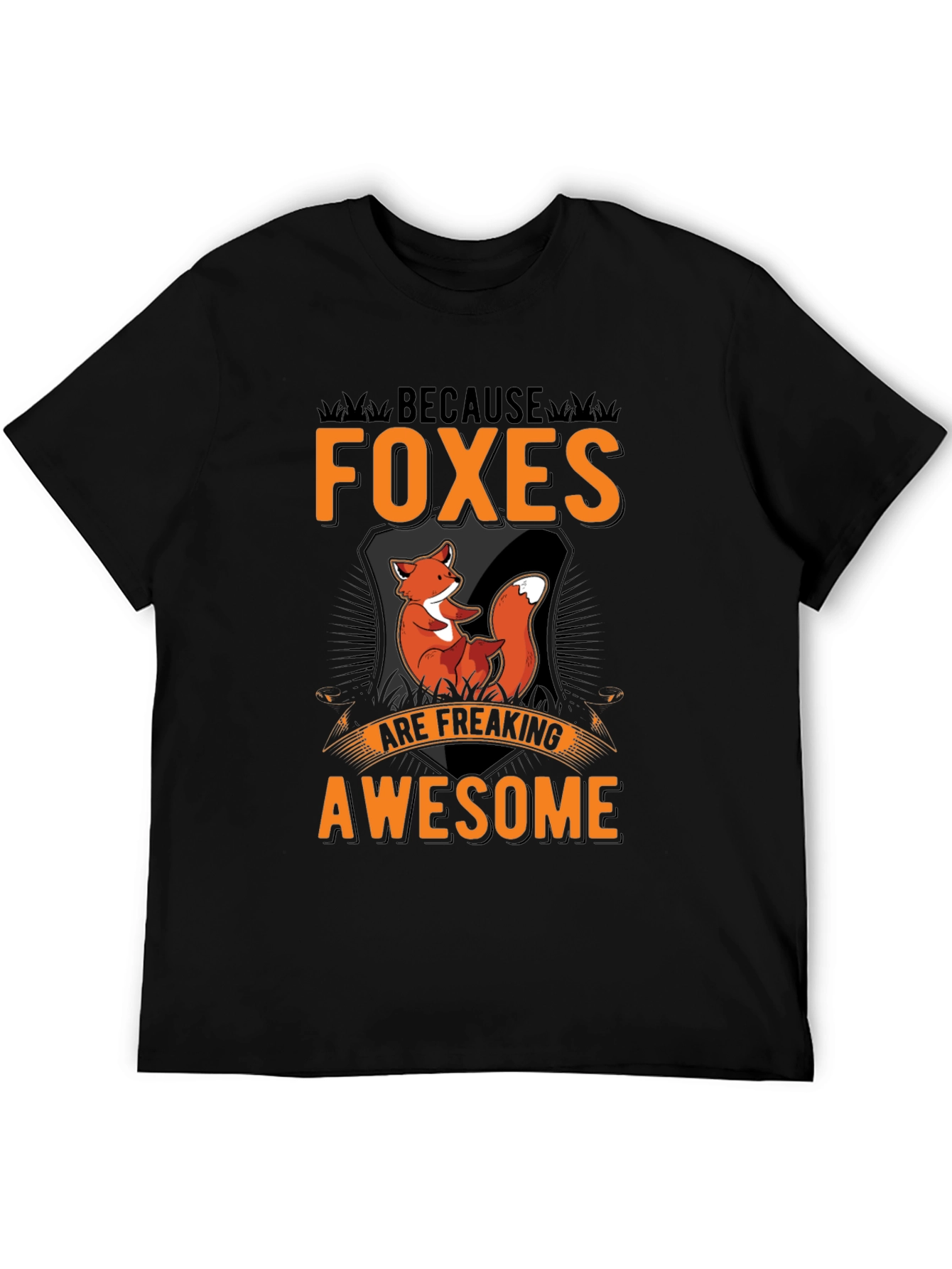 Black Foxes Are Awesome Black Graphic Tee view 5