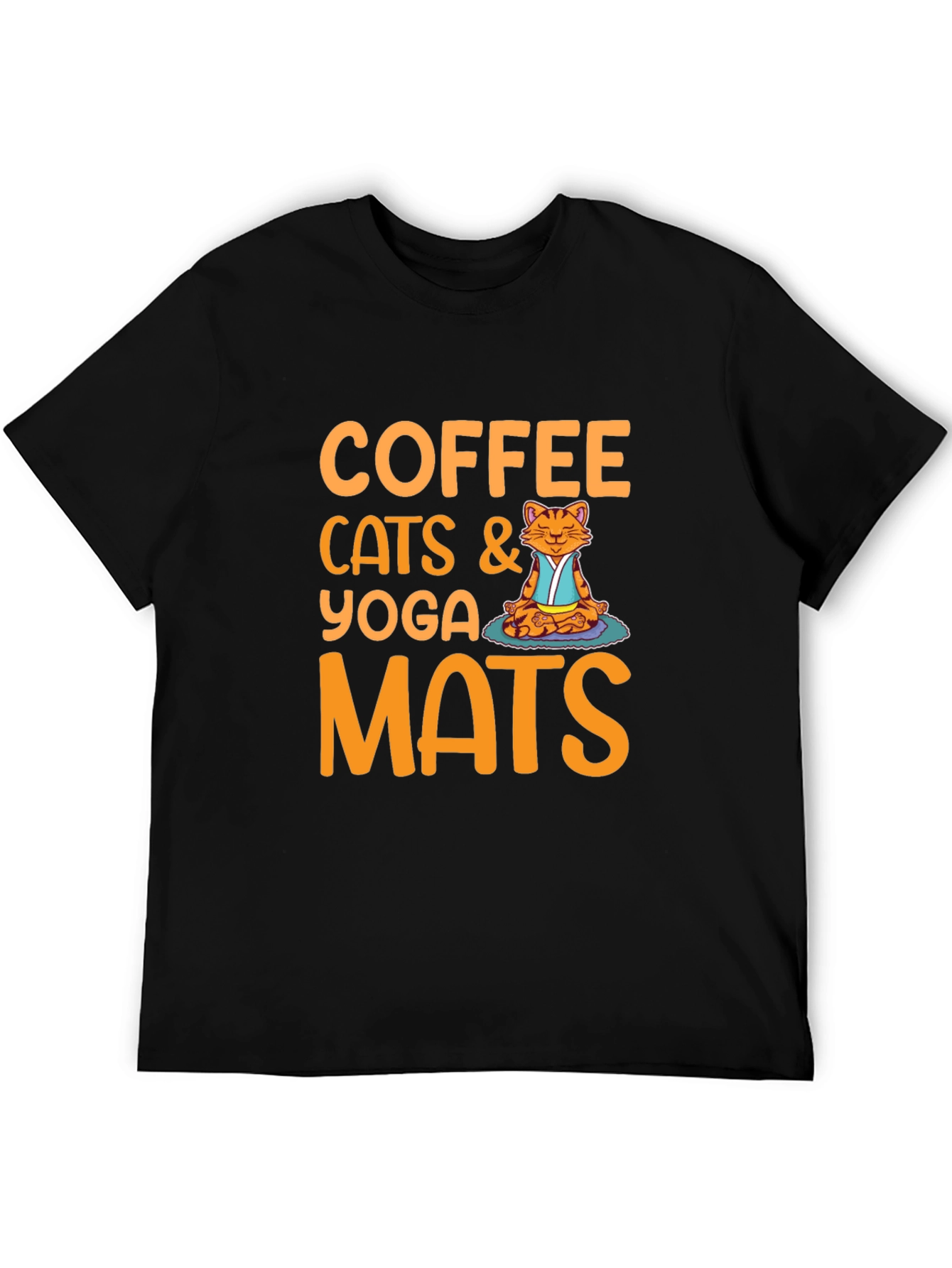 Black Coffee Cats Yoga Mats Graphic T-Shirt view 5