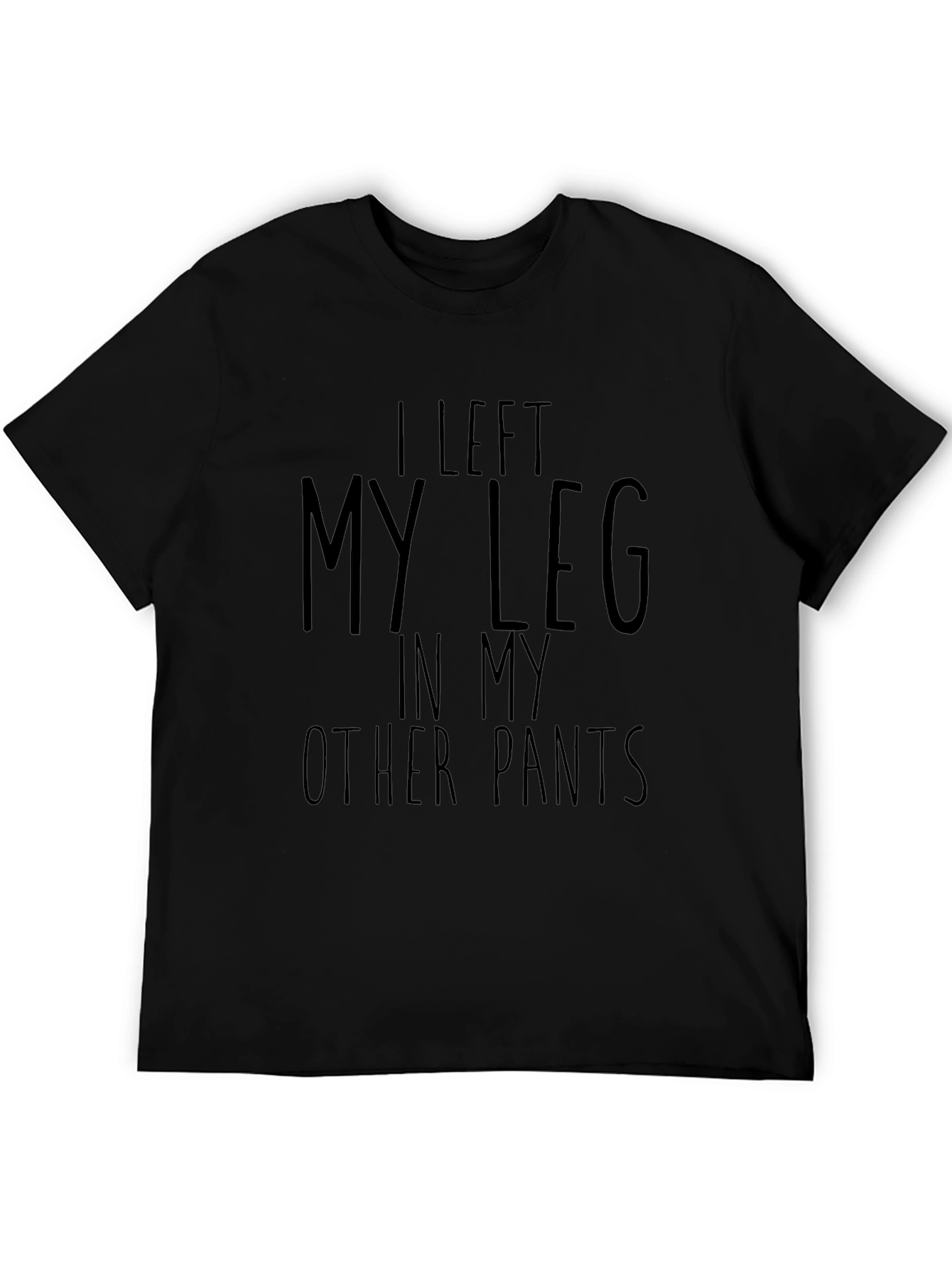 Black Funny "Left My Leg" Graphic Tee - Mens Black T-Shirt view 5