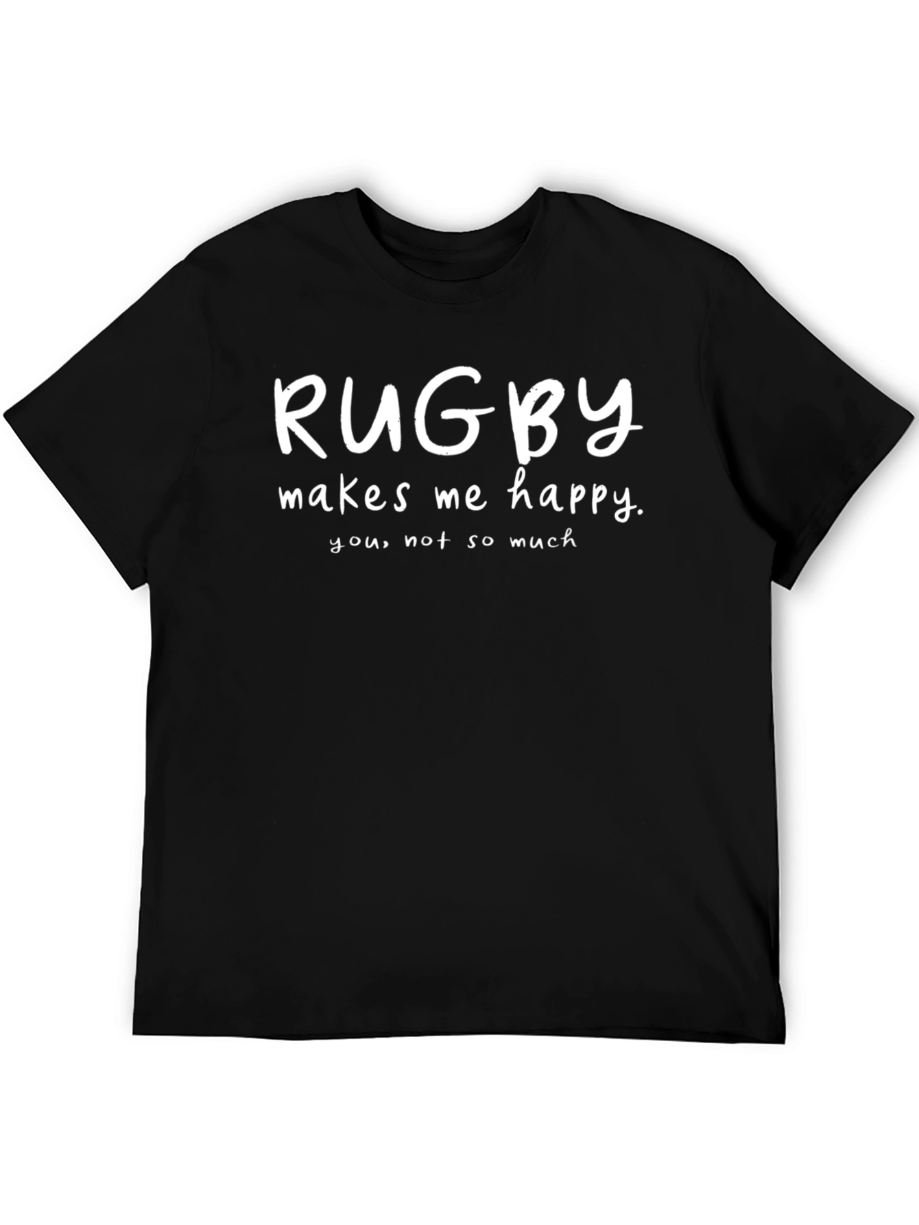 Black Rugby Makes Me Happy T-Shirt view 5