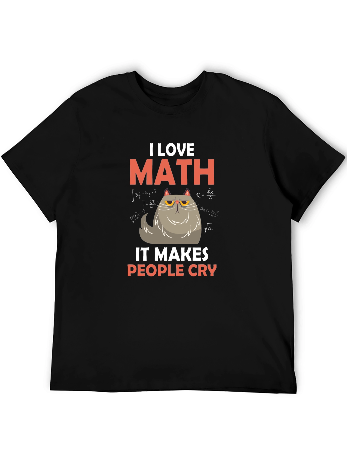 Black I Love Math Cat T-Shirt - Makes People Cry view 5