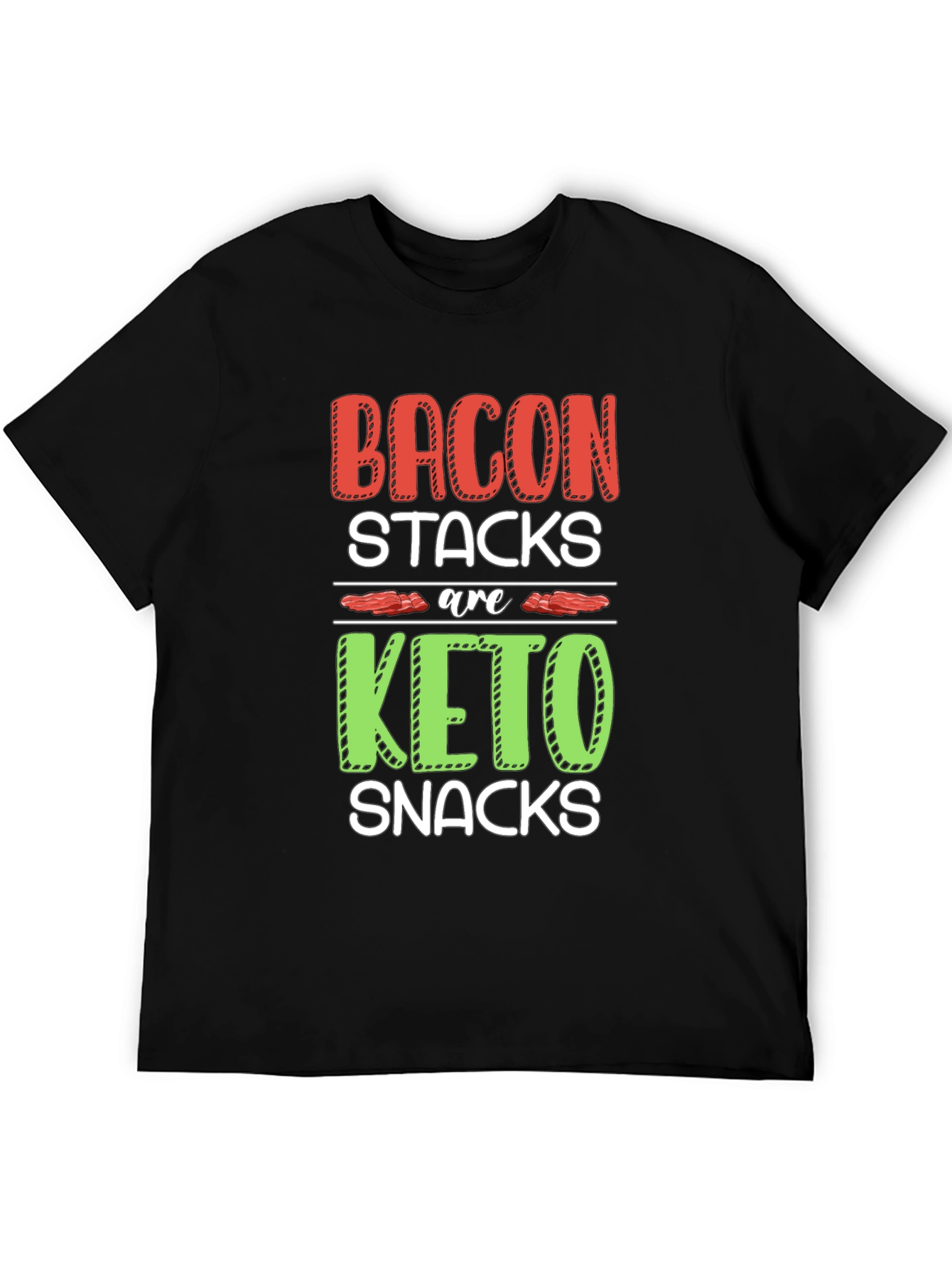 Black Bacon Keto Diet Black T-Shirt view 5