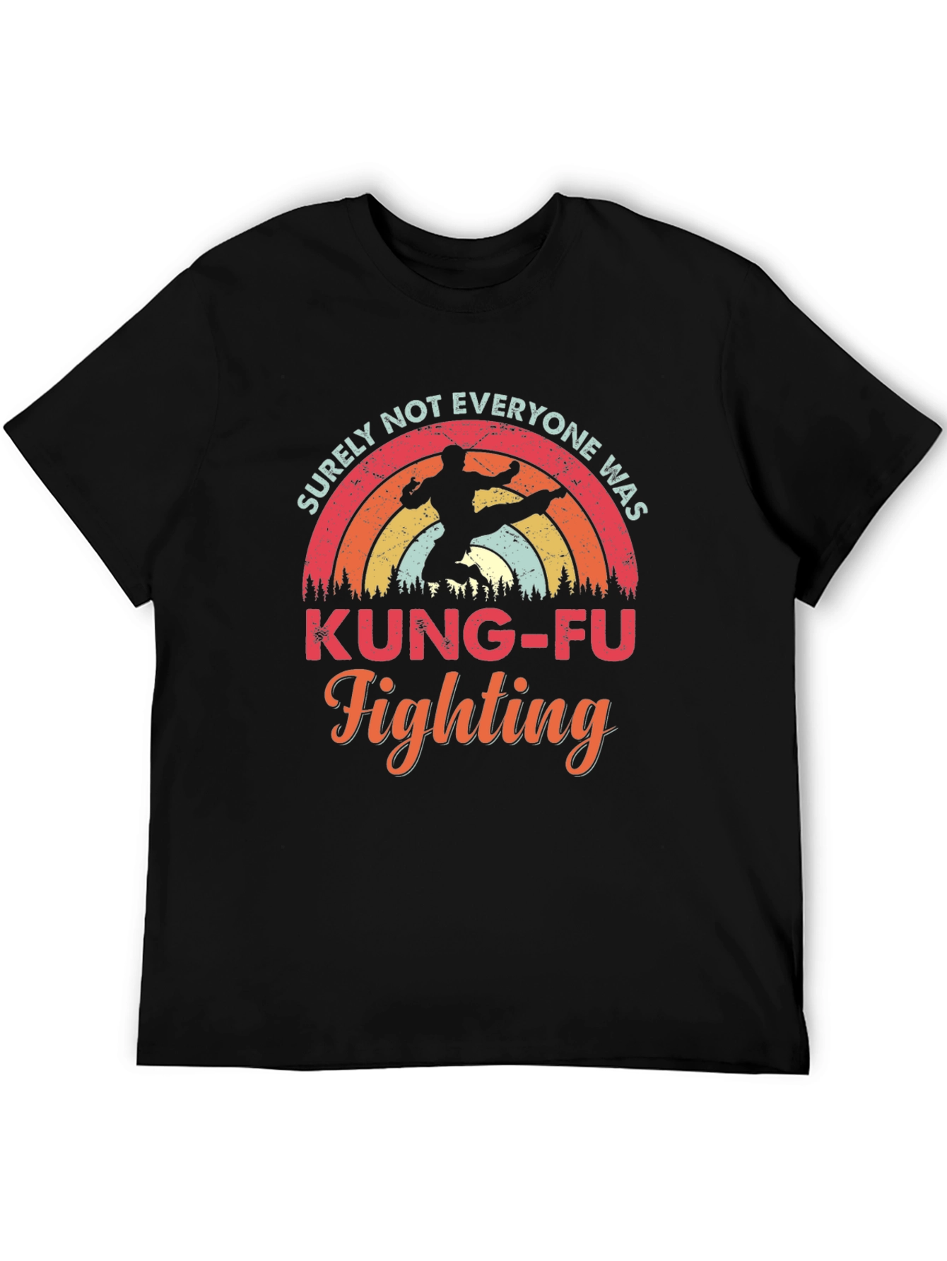 Black Kung-Fu Fighting Graphic T-Shirt - Retro Style view 5