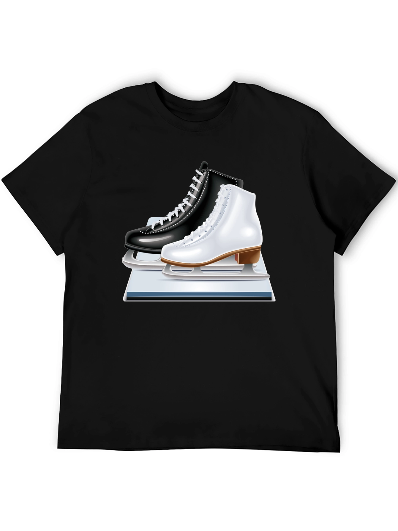 Black Ice Skating Tee - Figure Skates Graphic Shirt view 5
