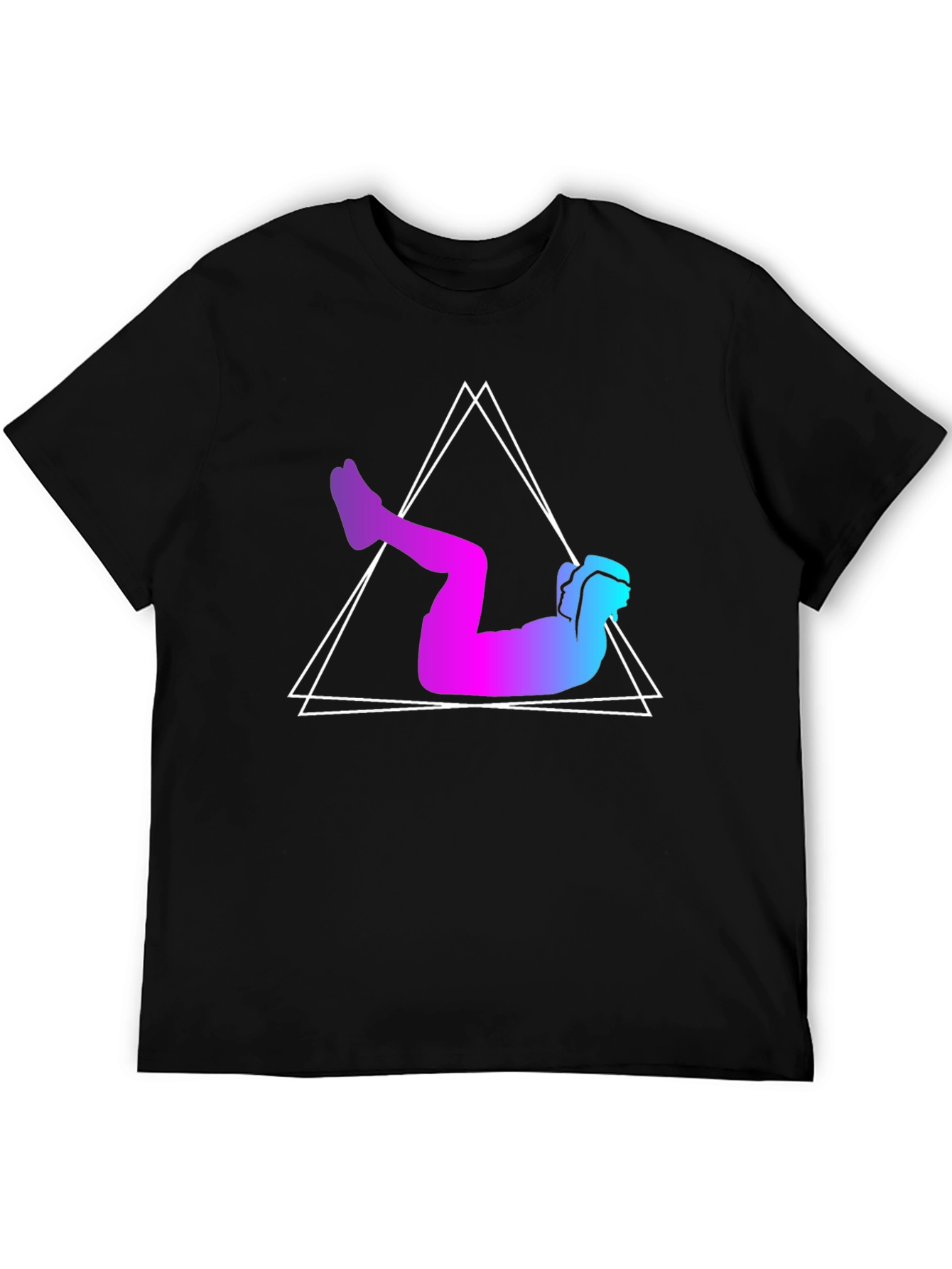 Black Gradient Workout Graphic Tee - Black Cotton Blend view 5