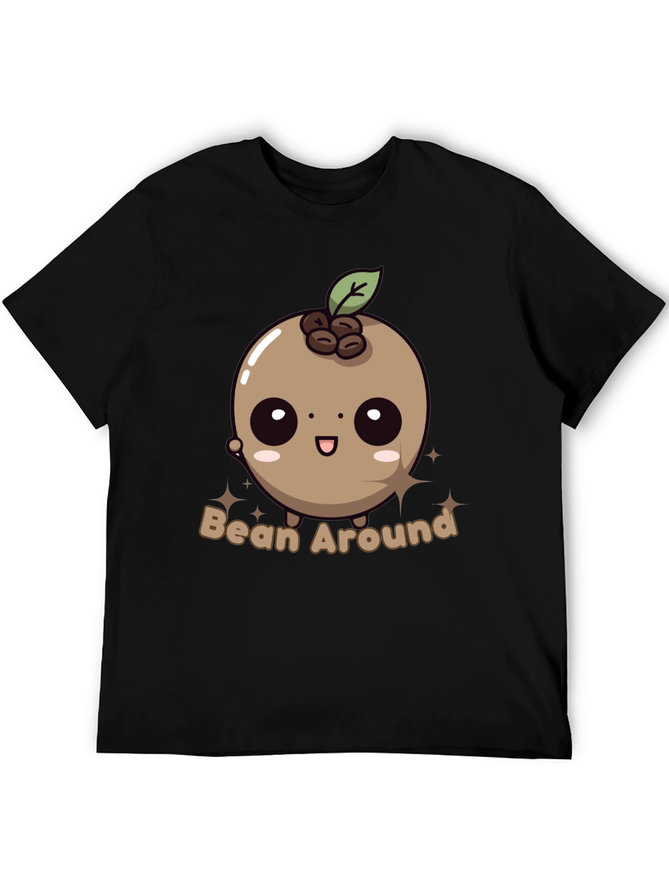 Black Bean Around T-Shirt - Kawaii Coffee Bean Design view 5