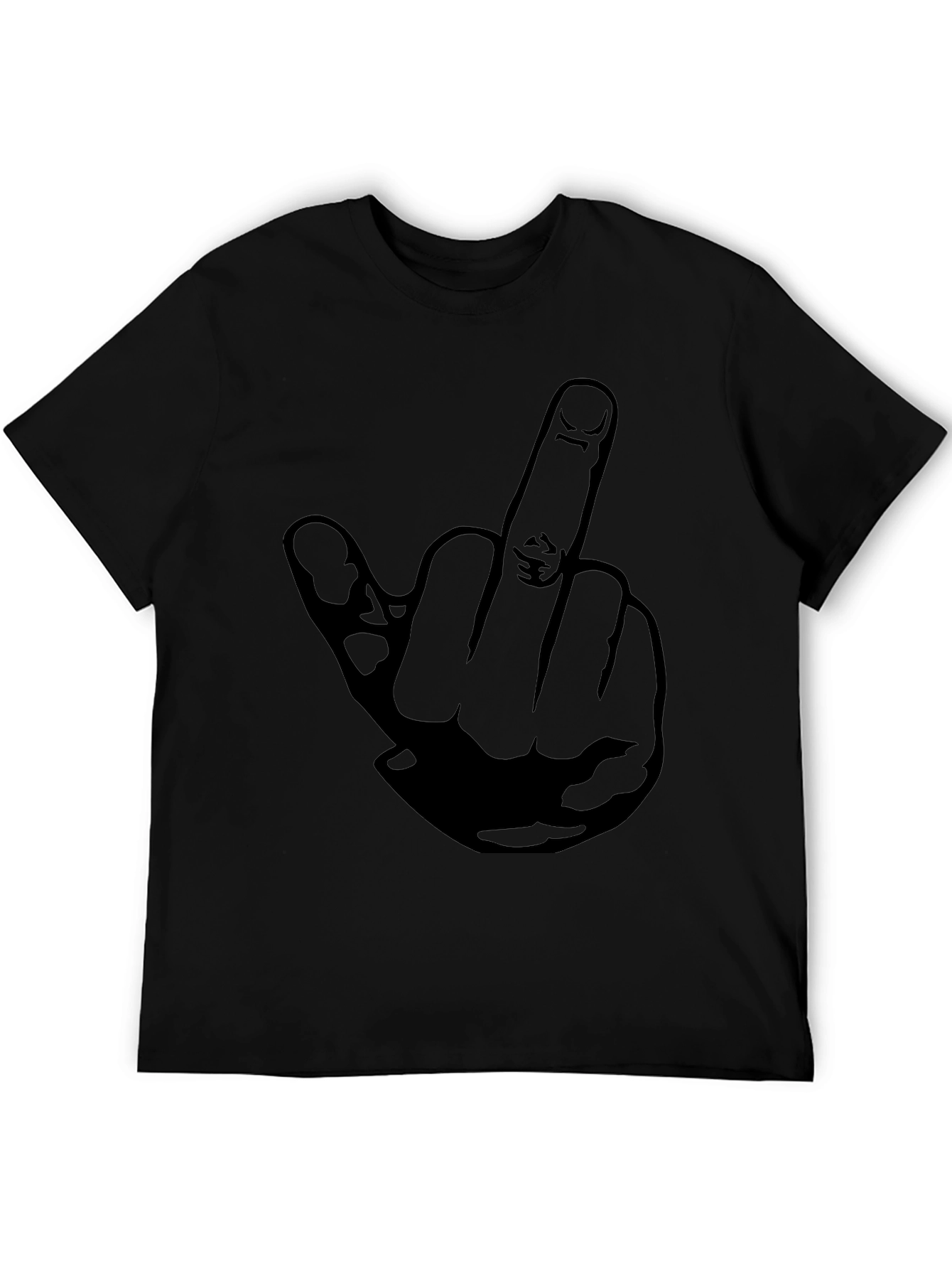 Black Middle Finger Graphic Tee - Black Cotton T-Shirt view 5
