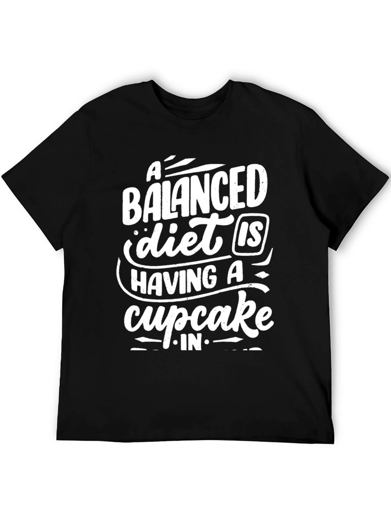 Black Balanced Diet Cupcake T-Shirt Funny Foodie Tee view 5